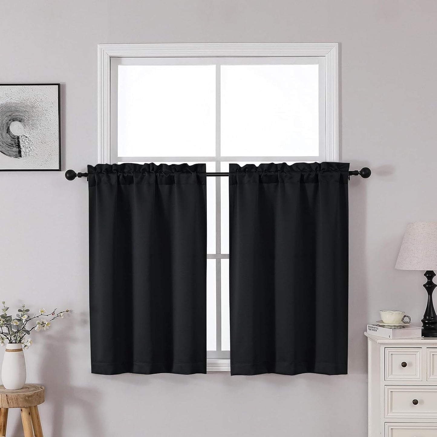 OWENIE Heidi Sage Green Curtains for Living Room 63 Inch Length 2 Panels Set, Light Filtering Solid Curtain for Bedroom, Rod Pocket Window Curtains & Drapes, 2 Pcs Each 40" W 63" L