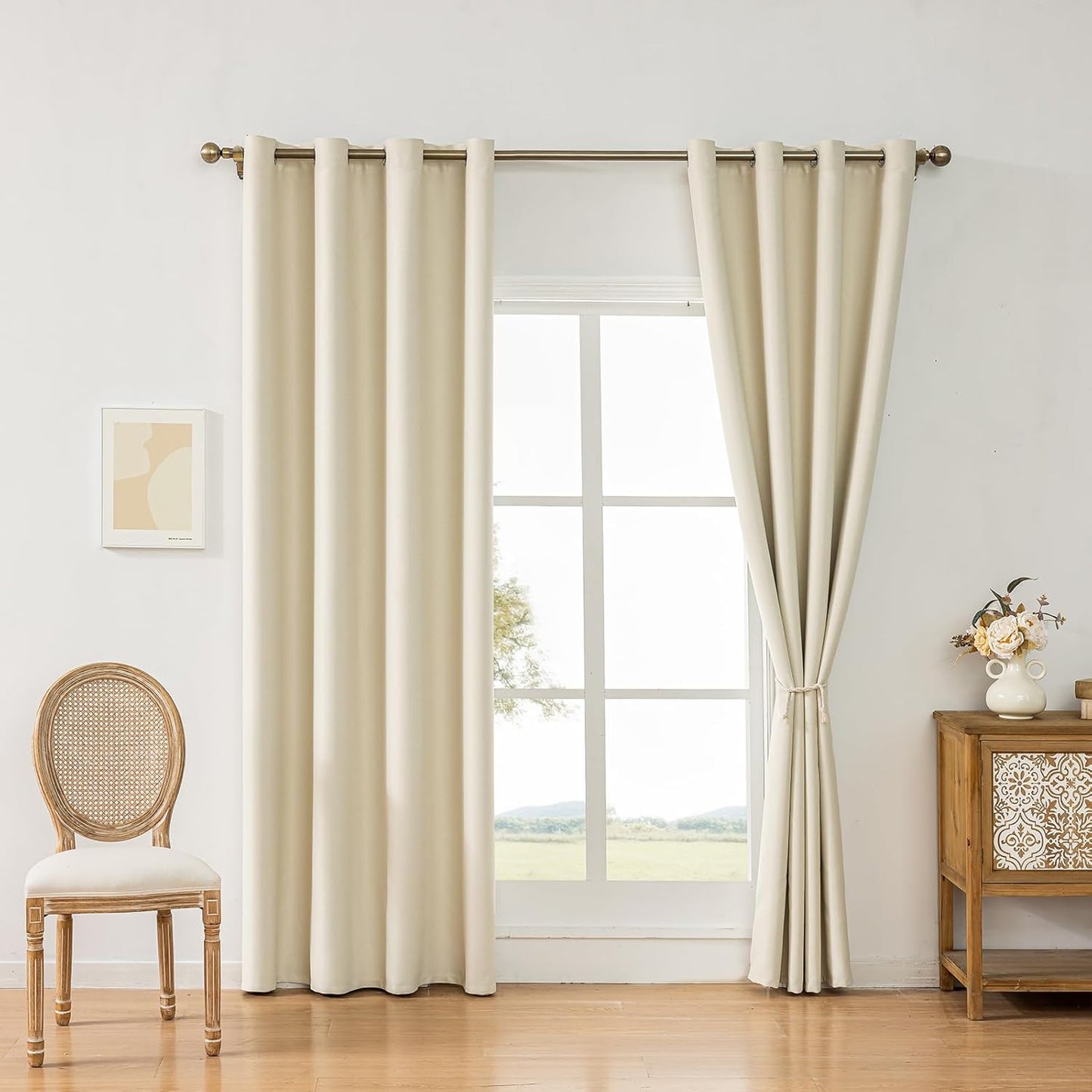 100% Blackout Linen Textured Curtains for Bedroom, Solid Thermal Insulated Grommet Blackout Curtains/Drapes with Black Liner for Living Room Window, 52W x 63L, 2 Panels, Dark Navy Blue