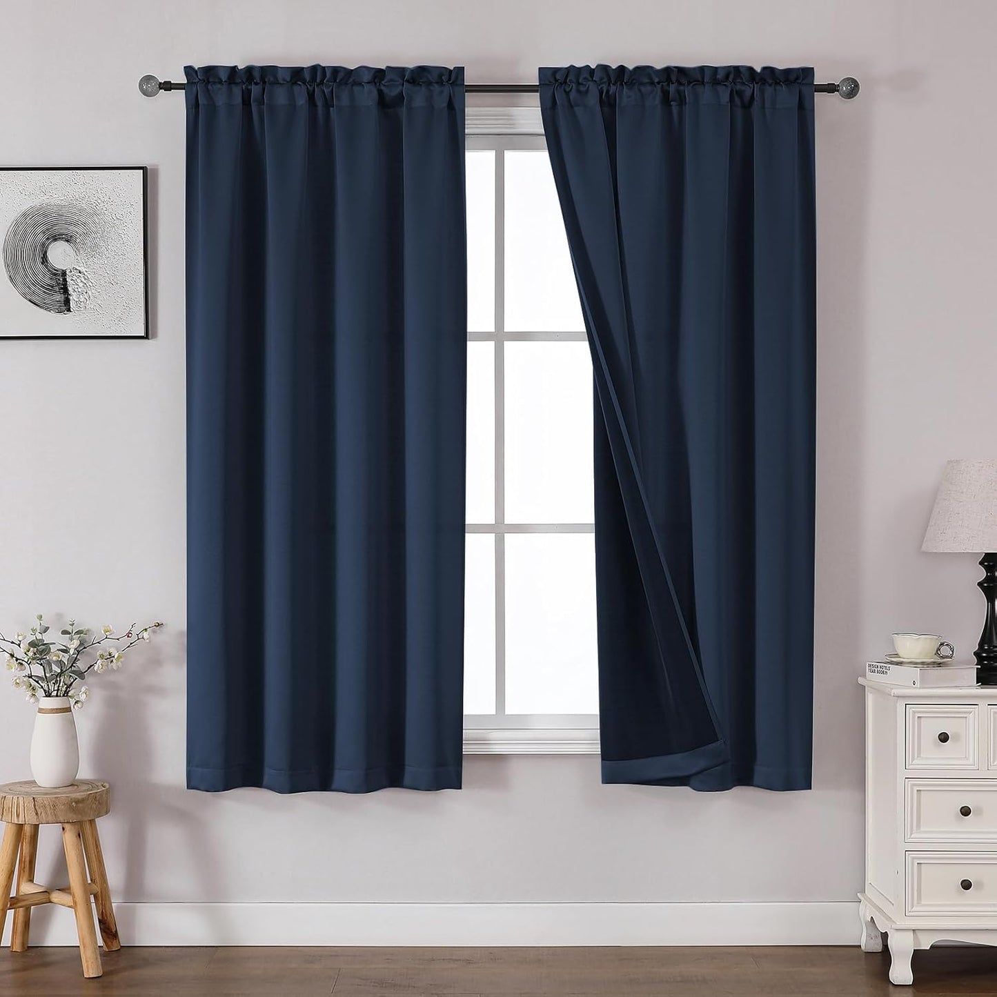 OWENIE Heidi Sage Green Curtains for Living Room 63 Inch Length 2 Panels Set, Light Filtering Solid Curtain for Bedroom, Rod Pocket Window Curtains & Drapes, 2 Pcs Each 40" W 63" L
