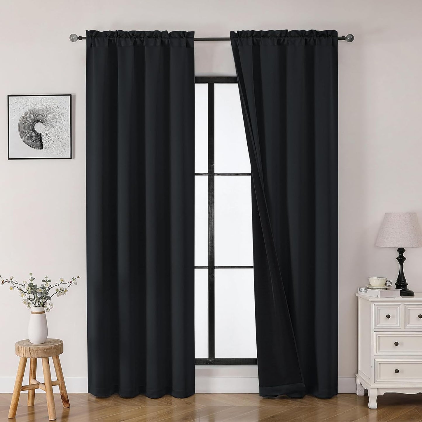 OWENIE Heidi Sage Green Curtains for Living Room 63 Inch Length 2 Panels Set, Light Filtering Solid Curtain for Bedroom, Rod Pocket Window Curtains & Drapes, 2 Pcs Each 40" W 63" L