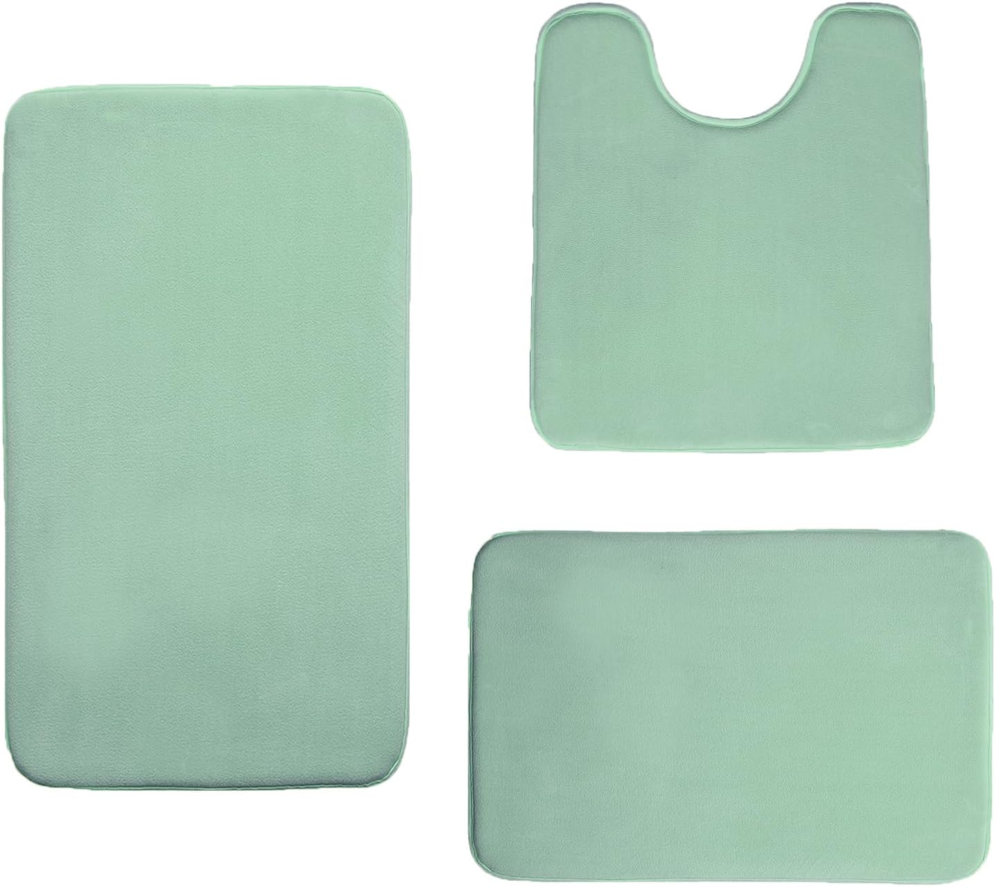 Madeals Memory Foam Bath Mat Set 4 Piece with Toilet Lid Cover and Combo Rug Sage Green