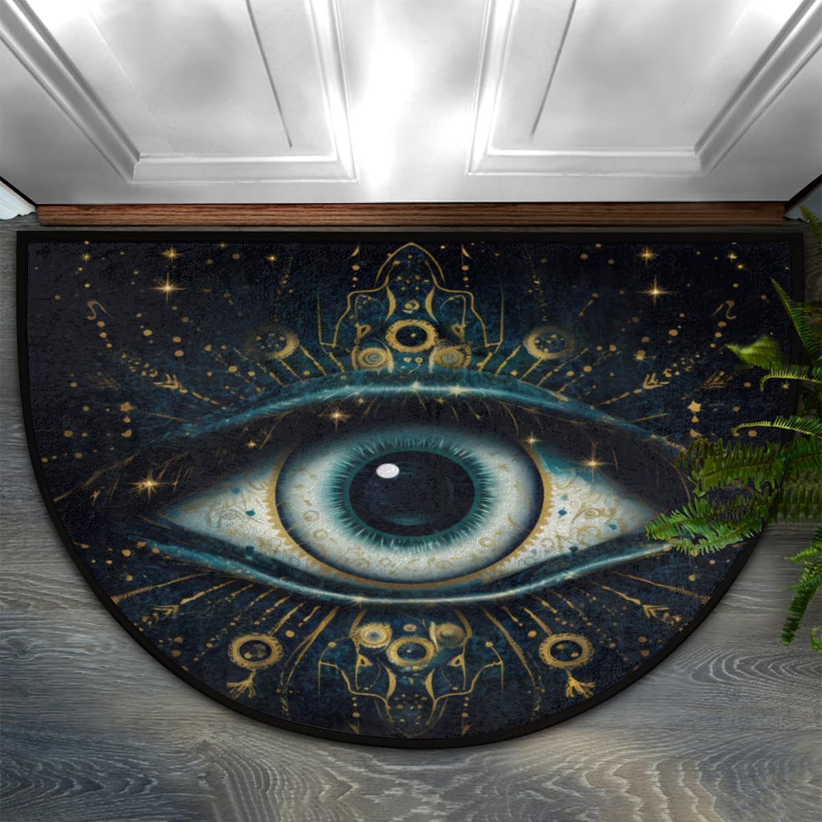 Pardick Boho Flower Half Round Doormat Ethnic Floral Semi Circle Area Rug Non Slip Indoor Outdoor Entrance Half Moon Rug Absorbent Durable Washable Front Floor Mat for Kitchen Bedroom Patio Fireplace