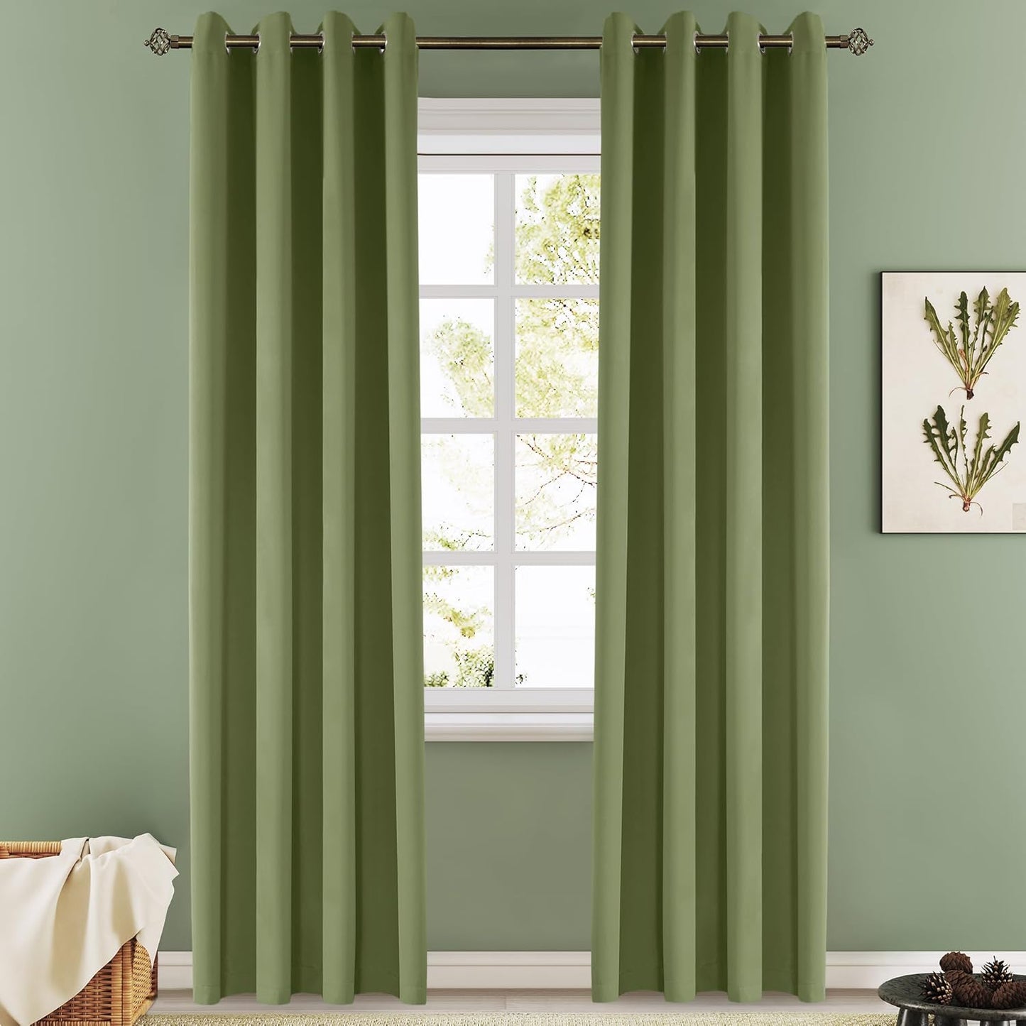 108 Inches Beige Blackout Curtains Room Darkening Thermal Insulated Drapes Grommet Top Light Blocking Curtain for Living Room Bedroom (2 Panels, W52 x L108 Inch, Beige Cream)