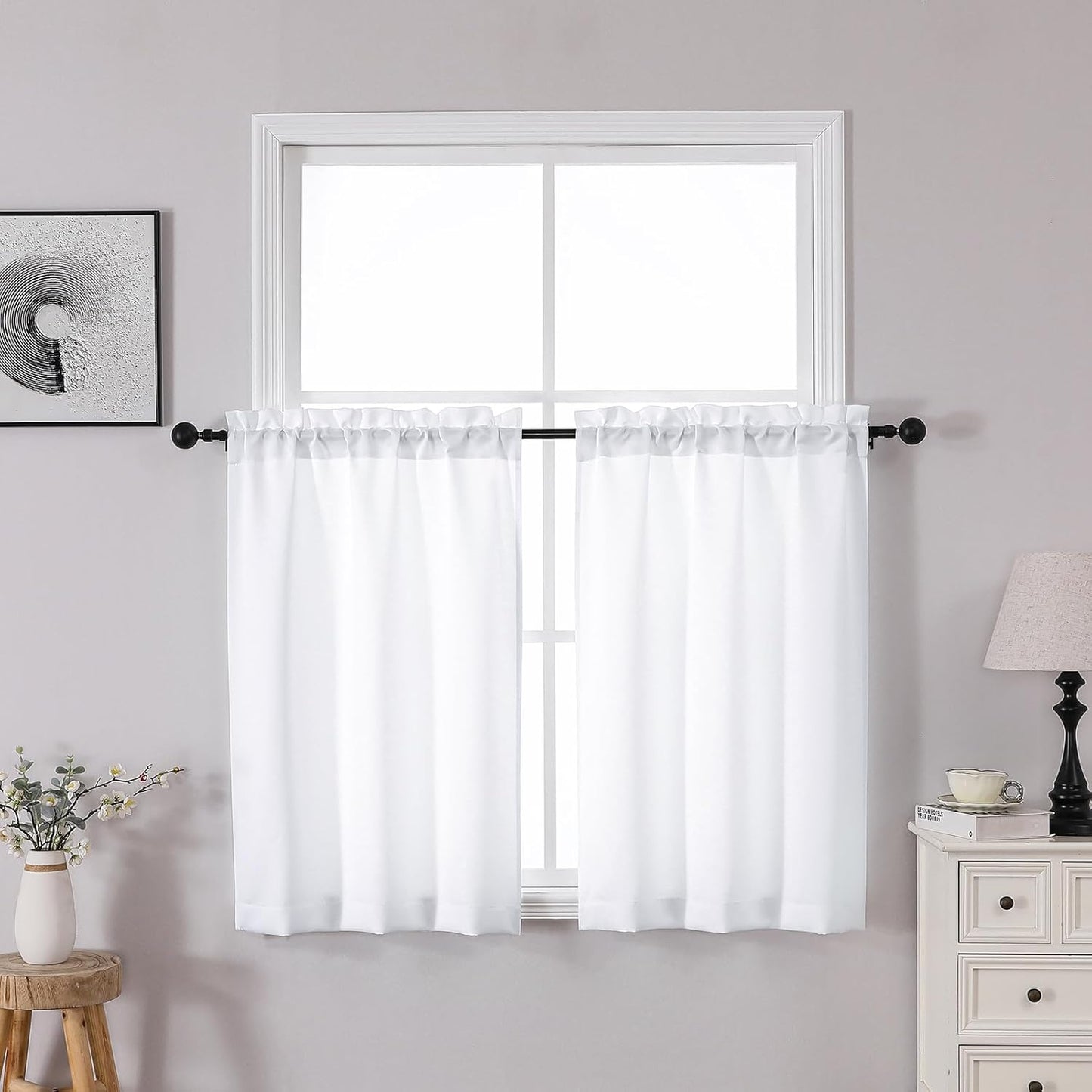 OWENIE Heidi Sage Green Curtains for Living Room 63 Inch Length 2 Panels Set, Light Filtering Solid Curtain for Bedroom, Rod Pocket Window Curtains & Drapes, 2 Pcs Each 40" W 63" L