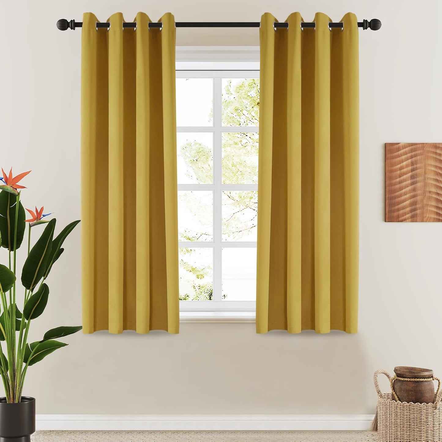 108 Inches Beige Blackout Curtains Room Darkening Thermal Insulated Drapes Grommet Top Light Blocking Curtain for Living Room Bedroom (2 Panels, W52 x L108 Inch, Beige Cream)