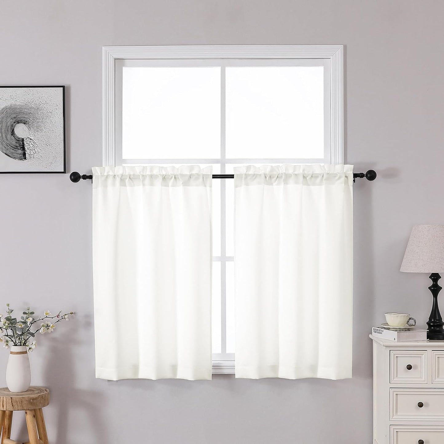 OWENIE Heidi Sage Green Curtains for Living Room 63 Inch Length 2 Panels Set, Light Filtering Solid Curtain for Bedroom, Rod Pocket Window Curtains & Drapes, 2 Pcs Each 40" W 63" L