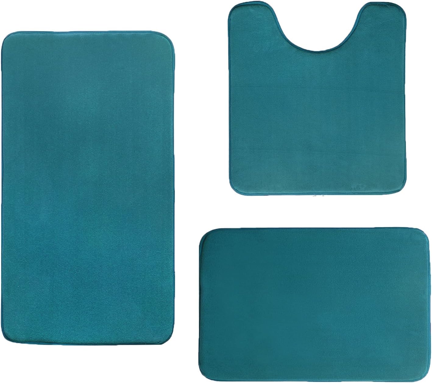Madeals Memory Foam Bath Mat Set 4 Piece with Toilet Lid Cover and Combo Rug Sage Green