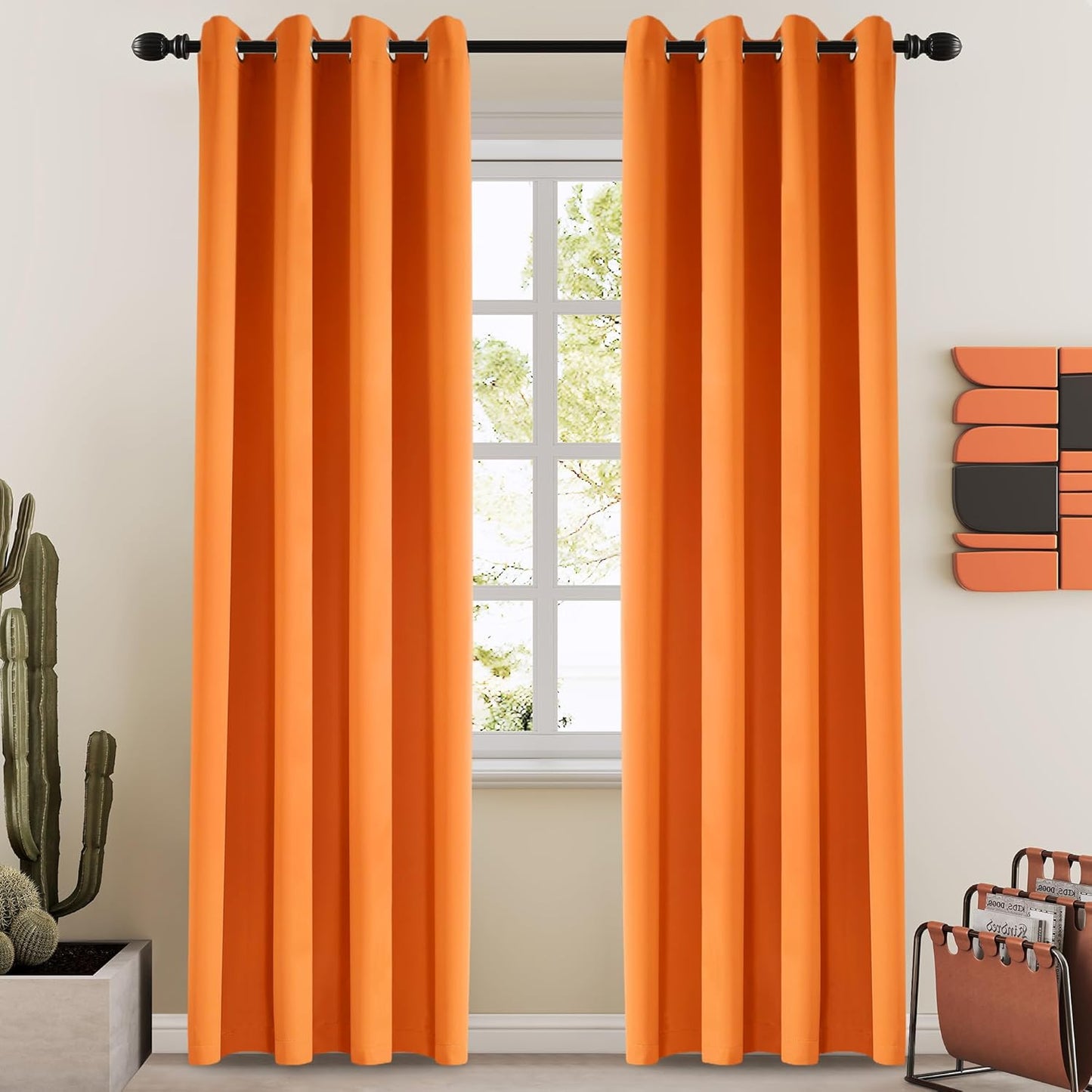 108 Inches Beige Blackout Curtains Room Darkening Thermal Insulated Drapes Grommet Top Light Blocking Curtain for Living Room Bedroom (2 Panels, W52 x L108 Inch, Beige Cream)