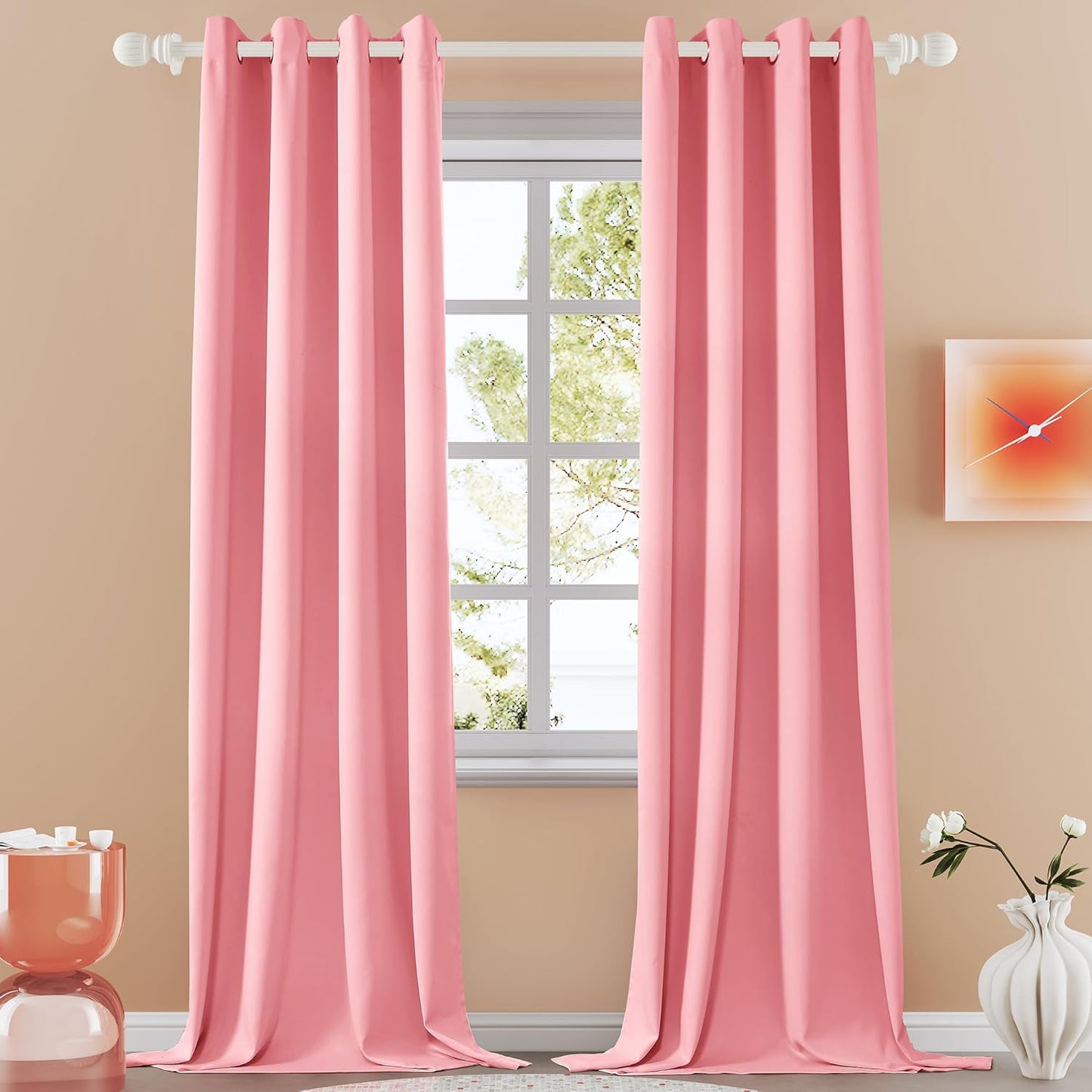 108 Inches Beige Blackout Curtains Room Darkening Thermal Insulated Drapes Grommet Top Light Blocking Curtain for Living Room Bedroom (2 Panels, W52 x L108 Inch, Beige Cream)