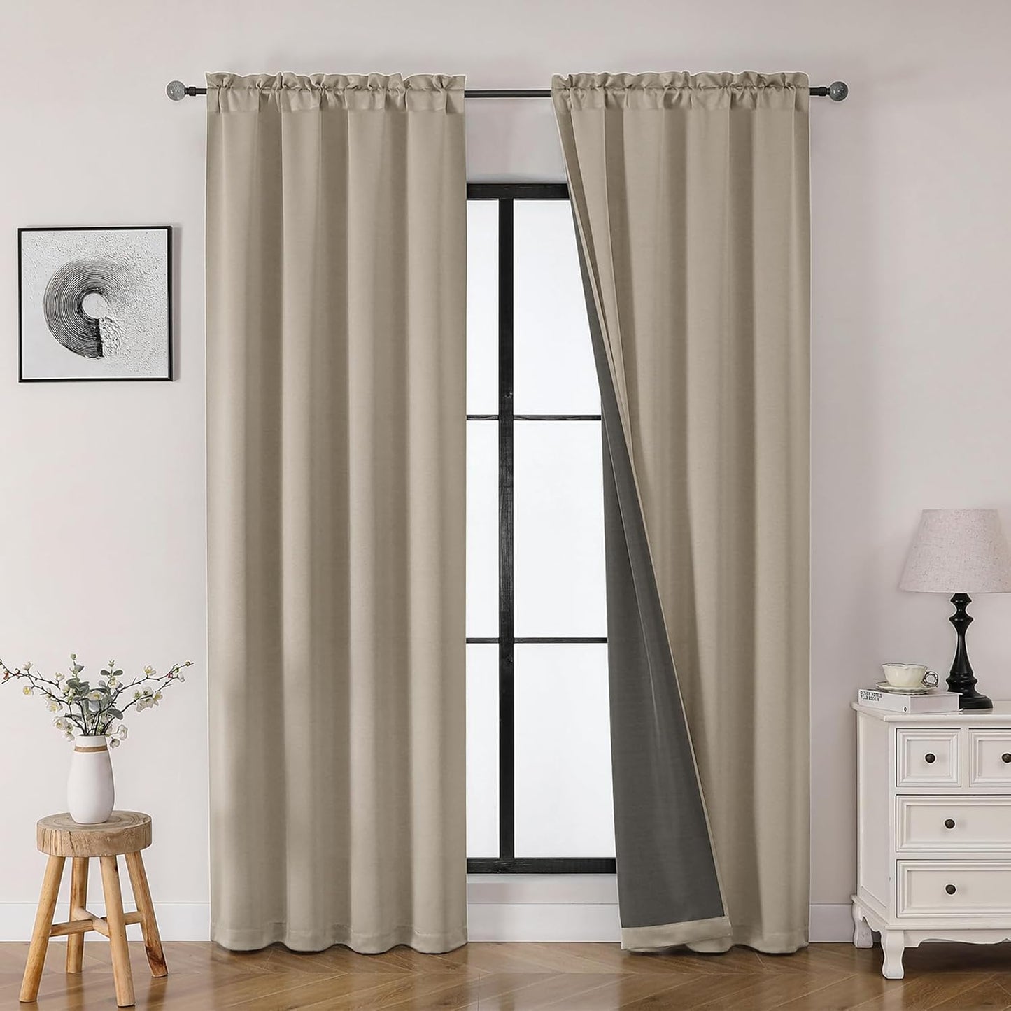 OWENIE Heidi Sage Green Curtains for Living Room 63 Inch Length 2 Panels Set, Light Filtering Solid Curtain for Bedroom, Rod Pocket Window Curtains & Drapes, 2 Pcs Each 40" W 63" L