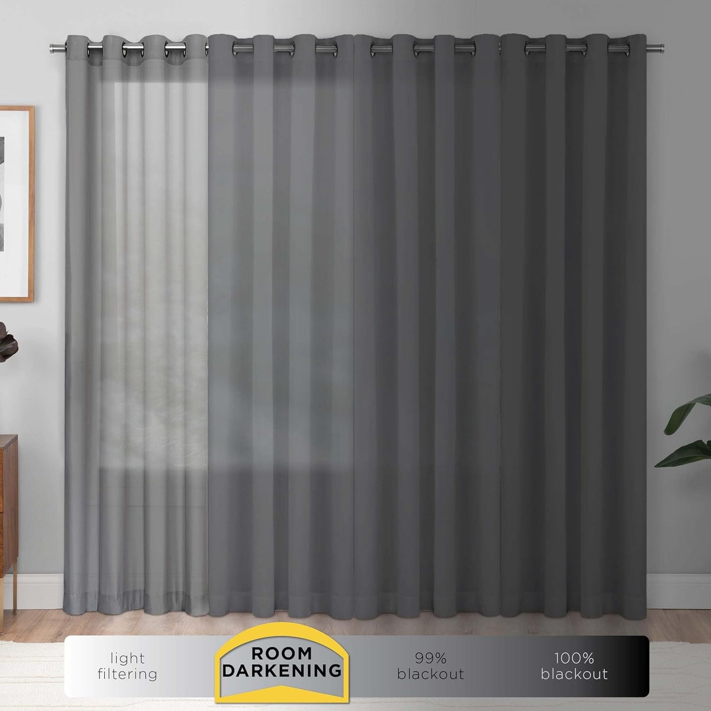 ECLIPSE Solid Thermapanel Modern Room Darkening Rod Pocket Window Curtain for Bedroom (1 Panel), 54 in x 84 in, Taupe