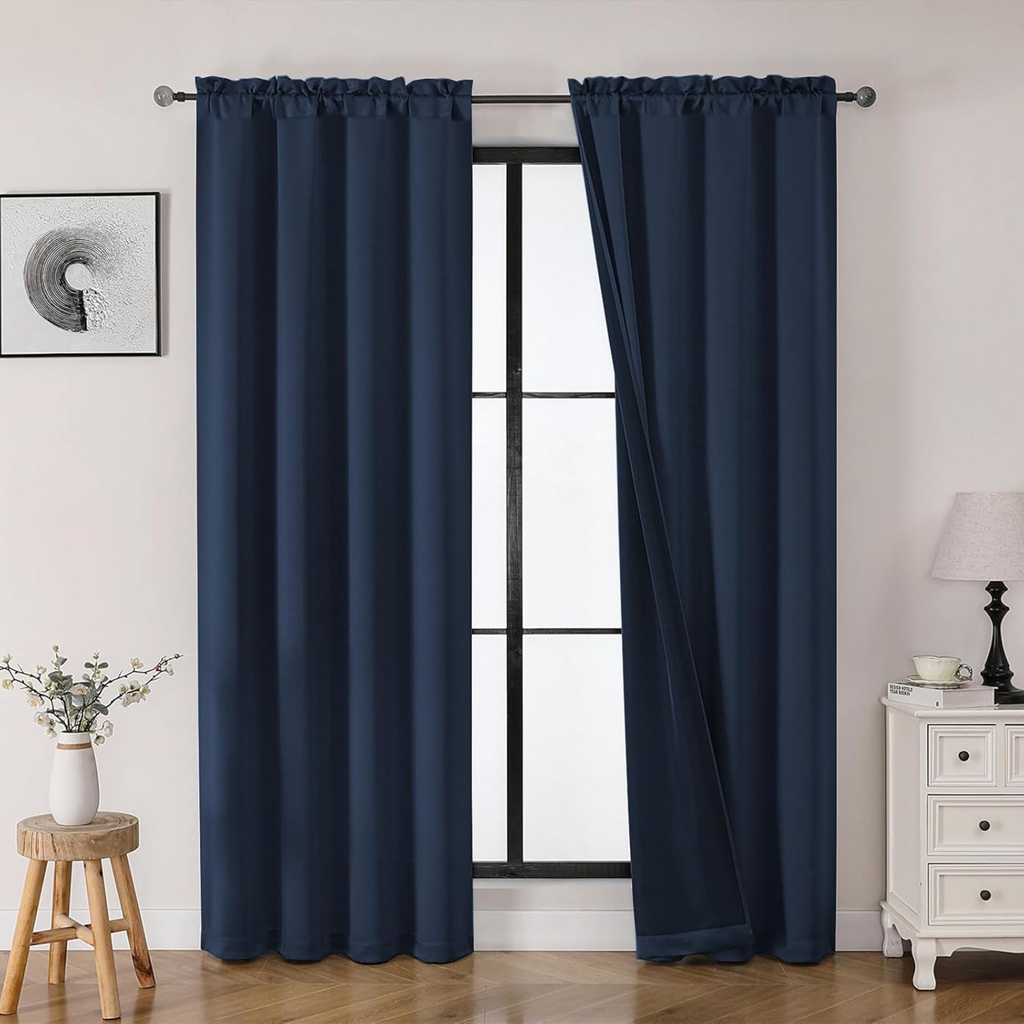 OWENIE Heidi Sage Green Curtains for Living Room 63 Inch Length 2 Panels Set, Light Filtering Solid Curtain for Bedroom, Rod Pocket Window Curtains & Drapes, 2 Pcs Each 40" W 63" L
