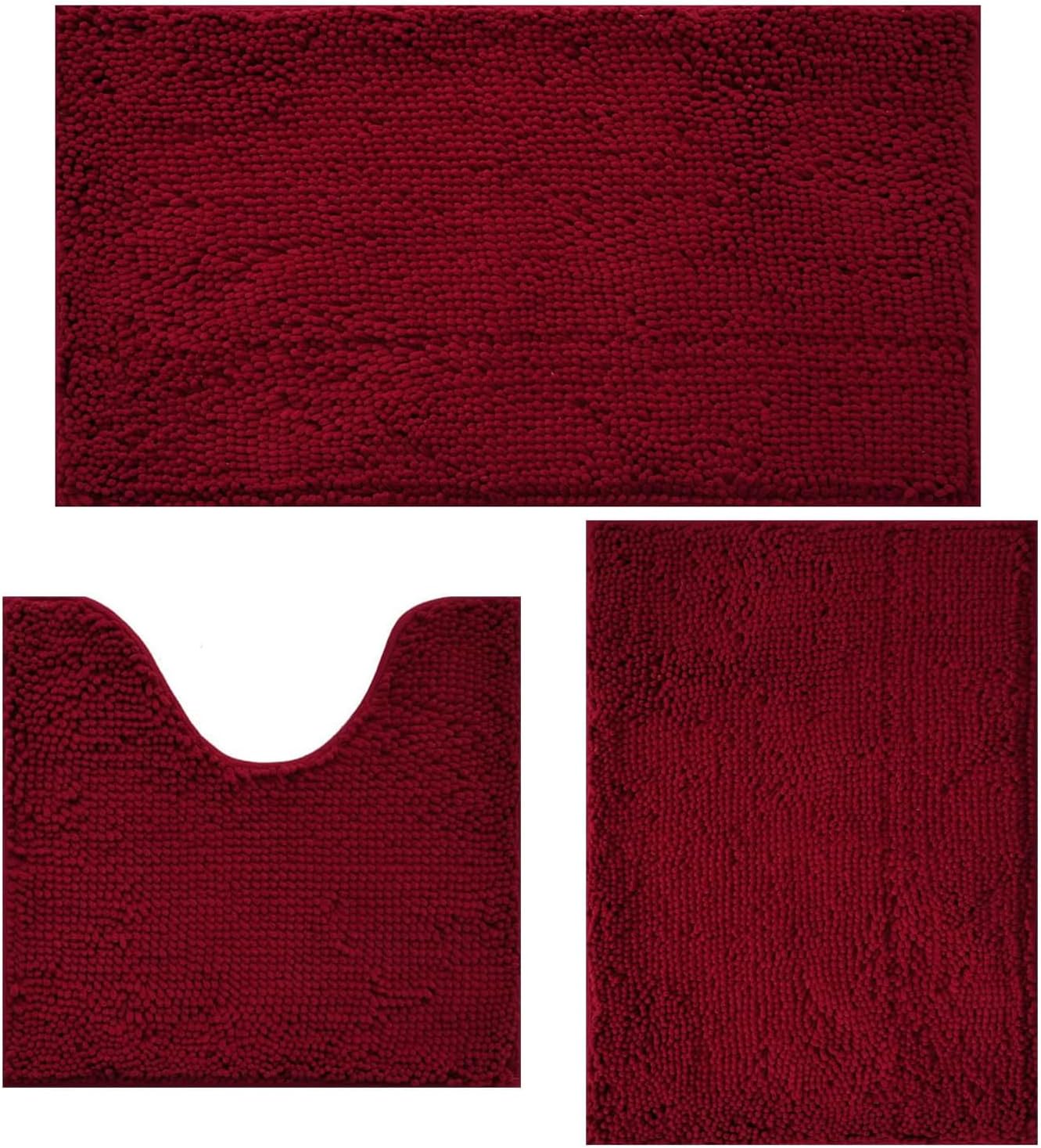 Bathroom Rugs Sets 3 Piece Non Slip,Bath Rugs with PVC Backing Bath Carpet,Bathroom Rug Washable,Absorbent,Plush Carpet Mats,Bath Mats for Bedroom, Kitchen,Tub,Home Decor (Lavender)
