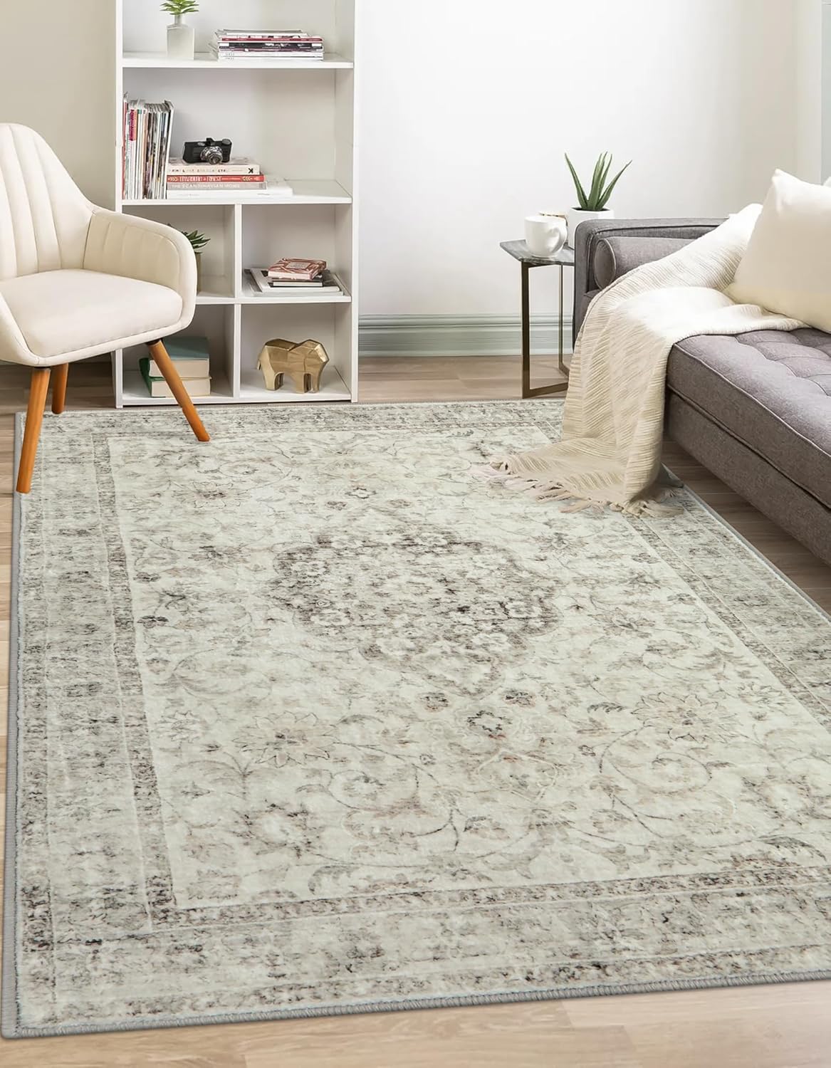 LIVEBOX Washable 2x6 Runner Rug for Bathroom, Non Slip Kitchen Mats for Floor Entryway, Boho Indoor Front Door Mat Low-Pile Runners for Hallways, Farmhouse Rugs for Laundry, Sage Green