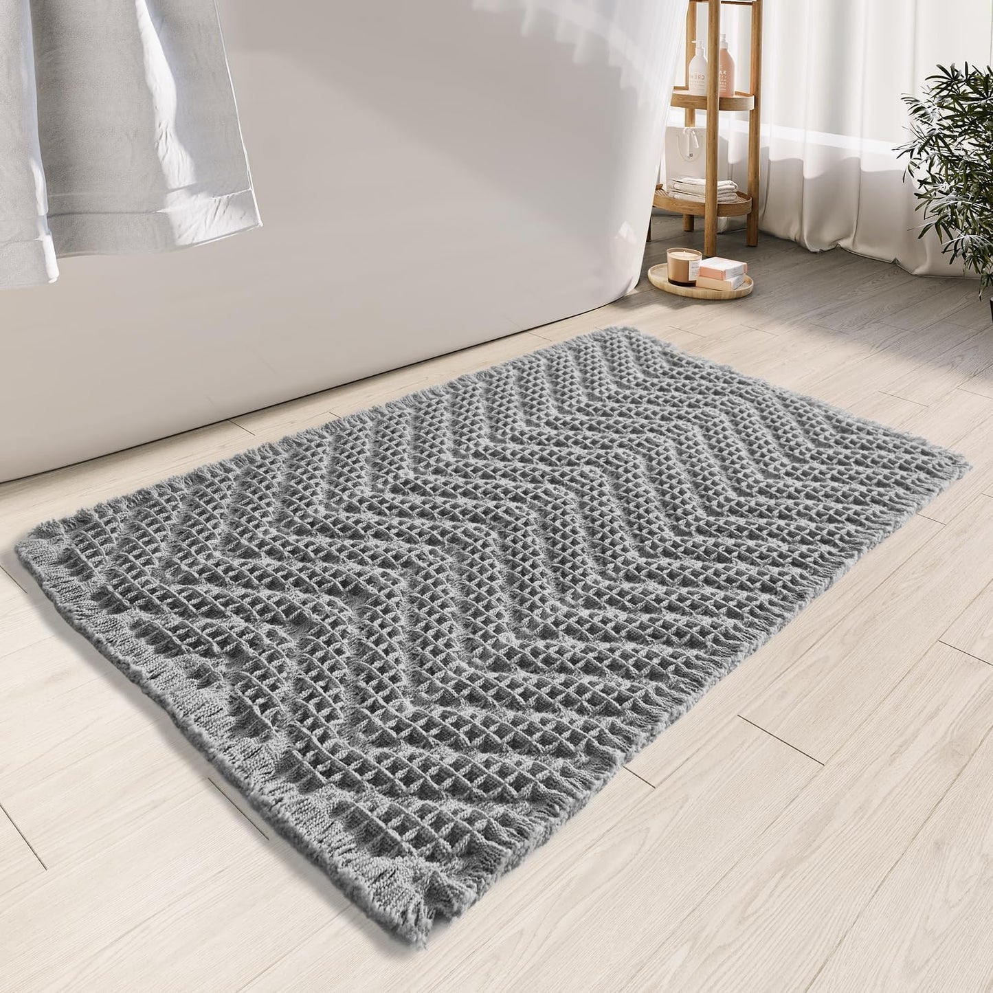 Bathroom Runner Rug Super Absorbent Non Slip Long Bath Mat Machine Washable Boho Bathroom Rugs Quick Dry Rug Runners for Hallway Bedroom Laundry Room,Brown, 2'x 6'(24" x 72")