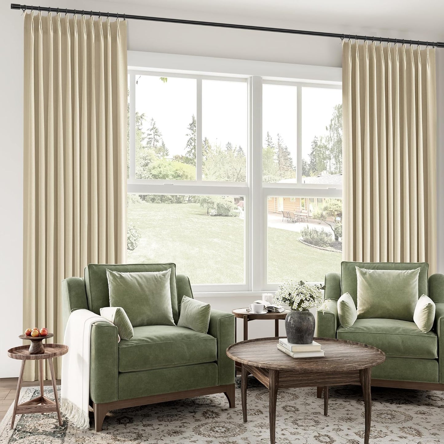 ChrisDowa Terracotta Pinch Pleated Blackout Linen Curtains 102 Inch Long 2 Panels for Living Room Bedroom Farmhouse Room darking Thermal Insulated Back Tab Hooks Rings Window Treatment Drapes,40x102