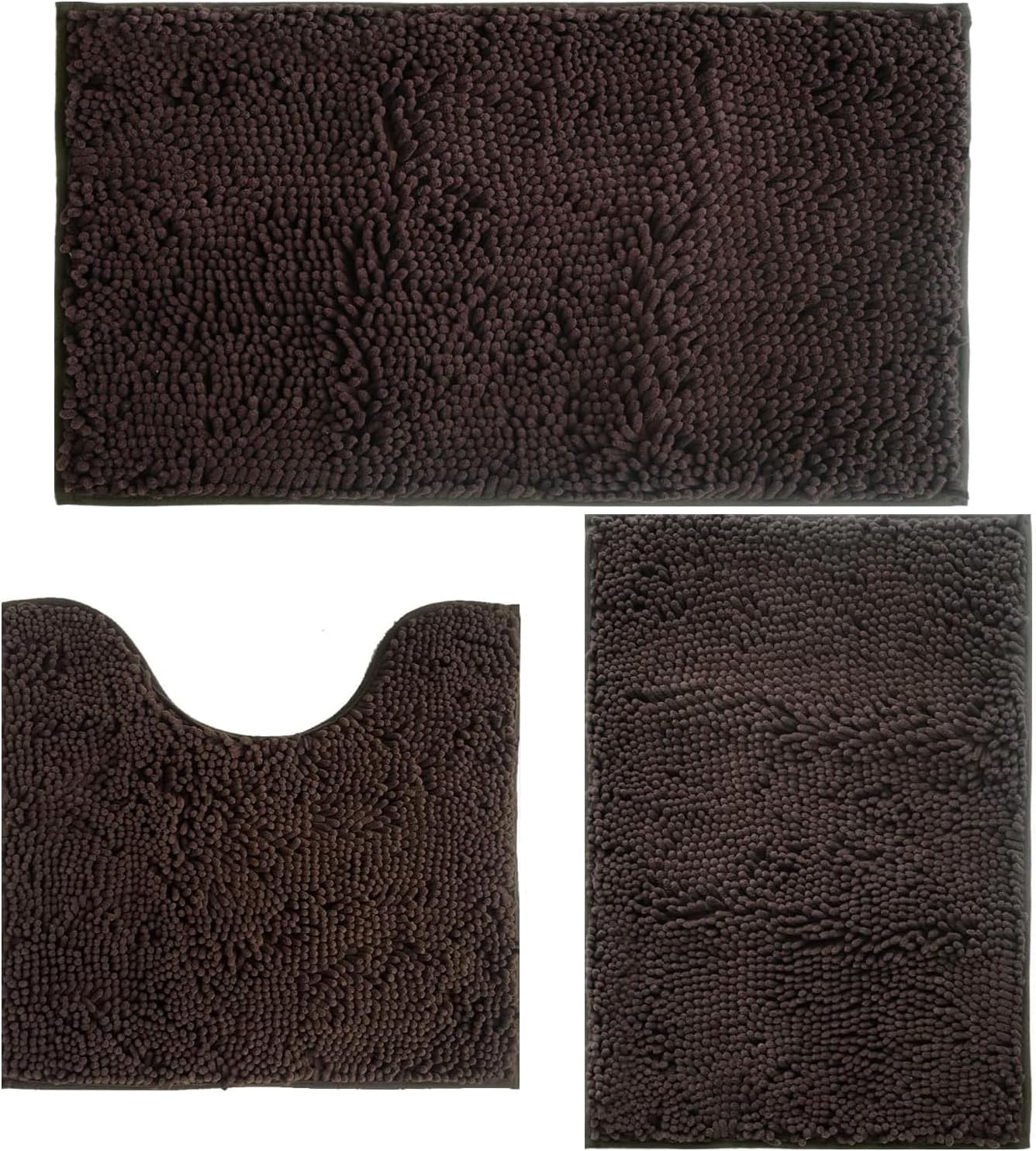 Bathroom Rugs Sets 3 Piece Non Slip,Bath Rugs with PVC Backing Bath Carpet,Bathroom Rug Washable,Absorbent,Plush Carpet Mats,Bath Mats for Bedroom, Kitchen,Tub,Home Decor (Lavender)