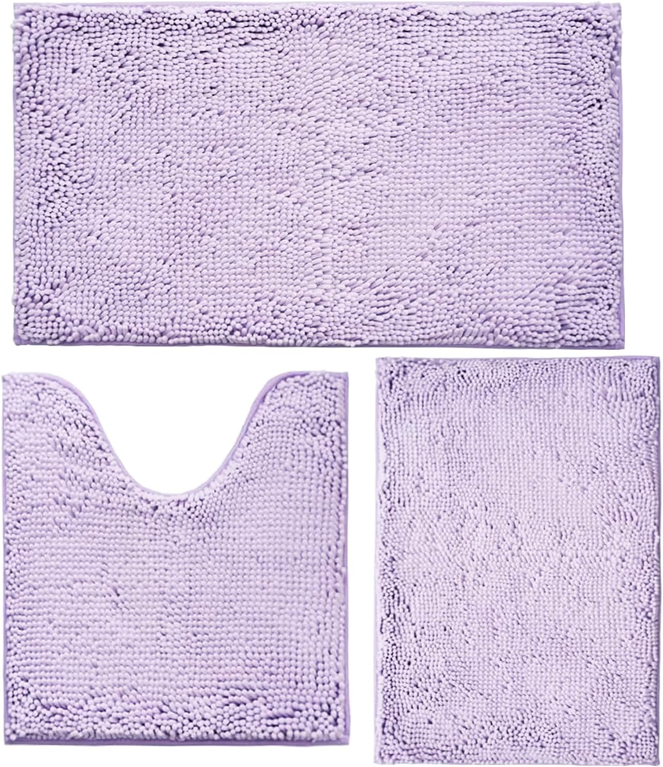 Bathroom Rugs Sets 3 Piece Non Slip,Bath Rugs with PVC Backing Bath Carpet,Bathroom Rug Washable,Absorbent,Plush Carpet Mats,Bath Mats for Bedroom, Kitchen,Tub,Home Decor (Lavender)