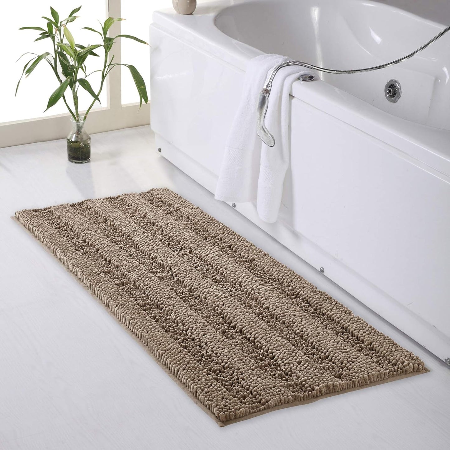 KGORGE Grey Bath Rugs - Soft Large Bathroom Rugs 60" x 24" Farmhouse Floor Cover Water Absorbent Bath Mat Shower Carpet for Toilet Door Way Kitchen Kids Baby, 1 Pc