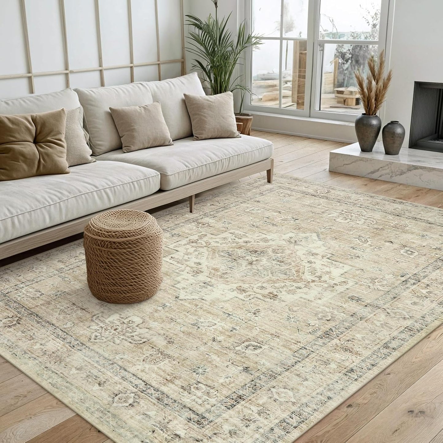 LIVEBOX Washable 2x6 Runner Rug for Bathroom, Non Slip Kitchen Mats for Floor Entryway, Boho Indoor Front Door Mat Low-Pile Runners for Hallways, Farmhouse Rugs for Laundry, Sage Green