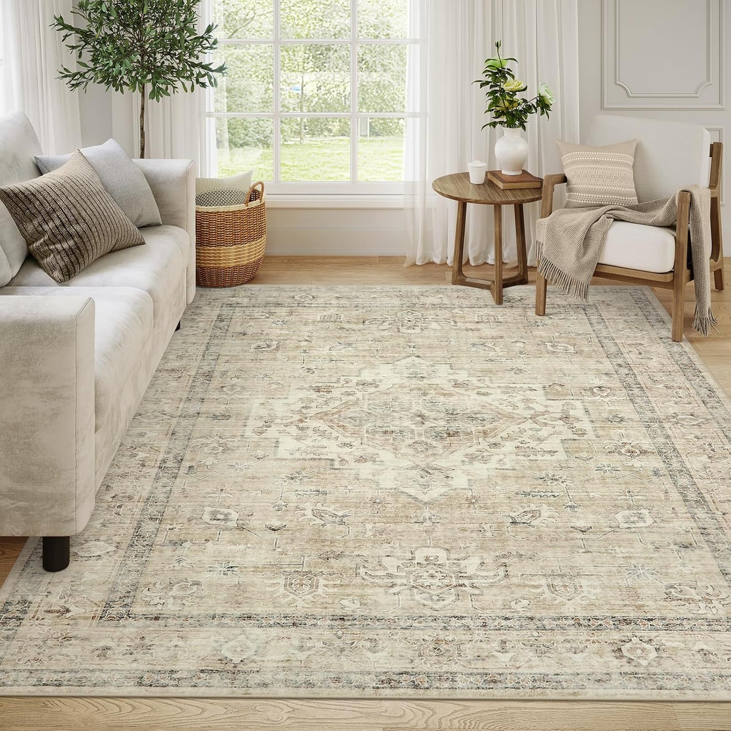 LIVEBOX Washable 2x6 Runner Rug for Bathroom, Non Slip Kitchen Mats for Floor Entryway, Boho Indoor Front Door Mat Low-Pile Runners for Hallways, Farmhouse Rugs for Laundry, Sage Green