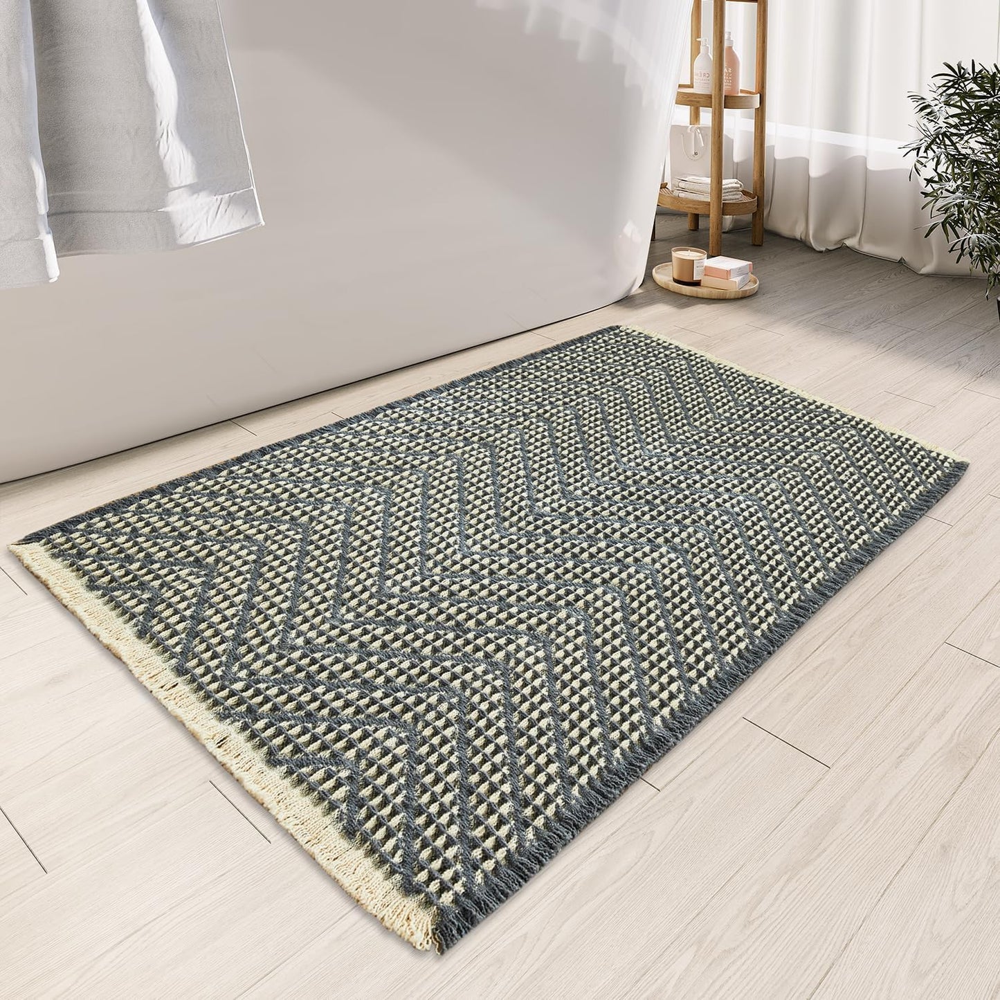 Bathroom Runner Rug Super Absorbent Non Slip Long Bath Mat Machine Washable Boho Bathroom Rugs Quick Dry Rug Runners for Hallway Bedroom Laundry Room,Brown, 2'x 6'(24" x 72")