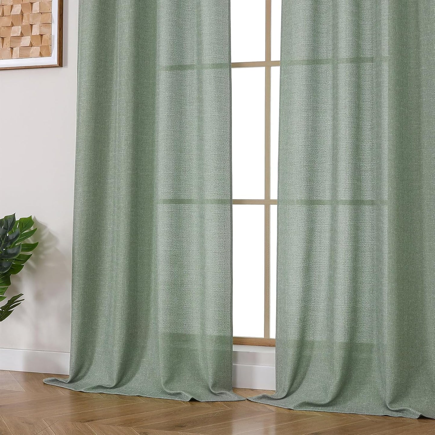 OVZME Light Grey Curtains 63 Inch Length 2 Panels, Faux Linen Textured Semi Light Filtering Drapes, Soft Airy Farmhouse Slub Window Curtains for Living Room Bedroom, Each 40x63 Inches