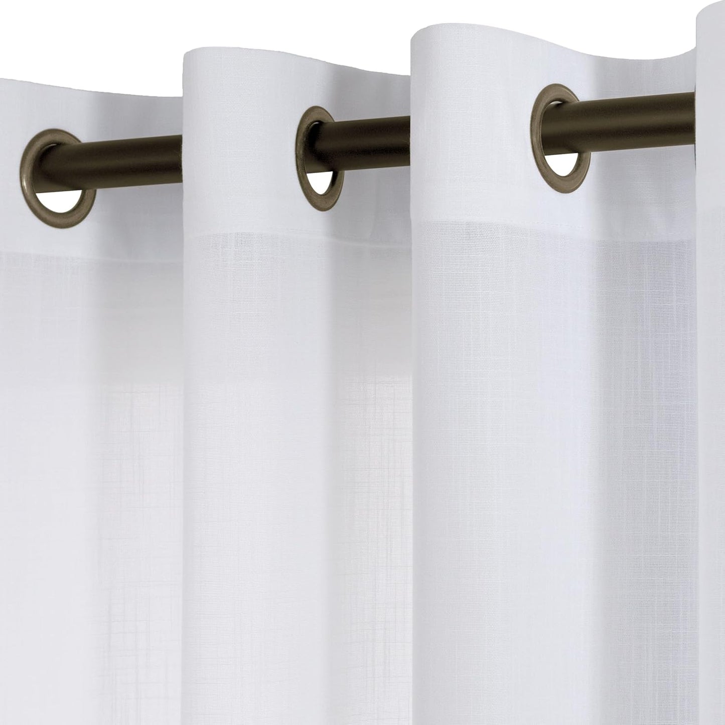 KOUFALL Beige Rustic Country Curtains for Living Room 84 Inches Long Flax Linen Bronze Grommet Tan Sand Color Solid Faux Linen Curtains for Bedroom Sliding Glass Patio Door 2 Panels
