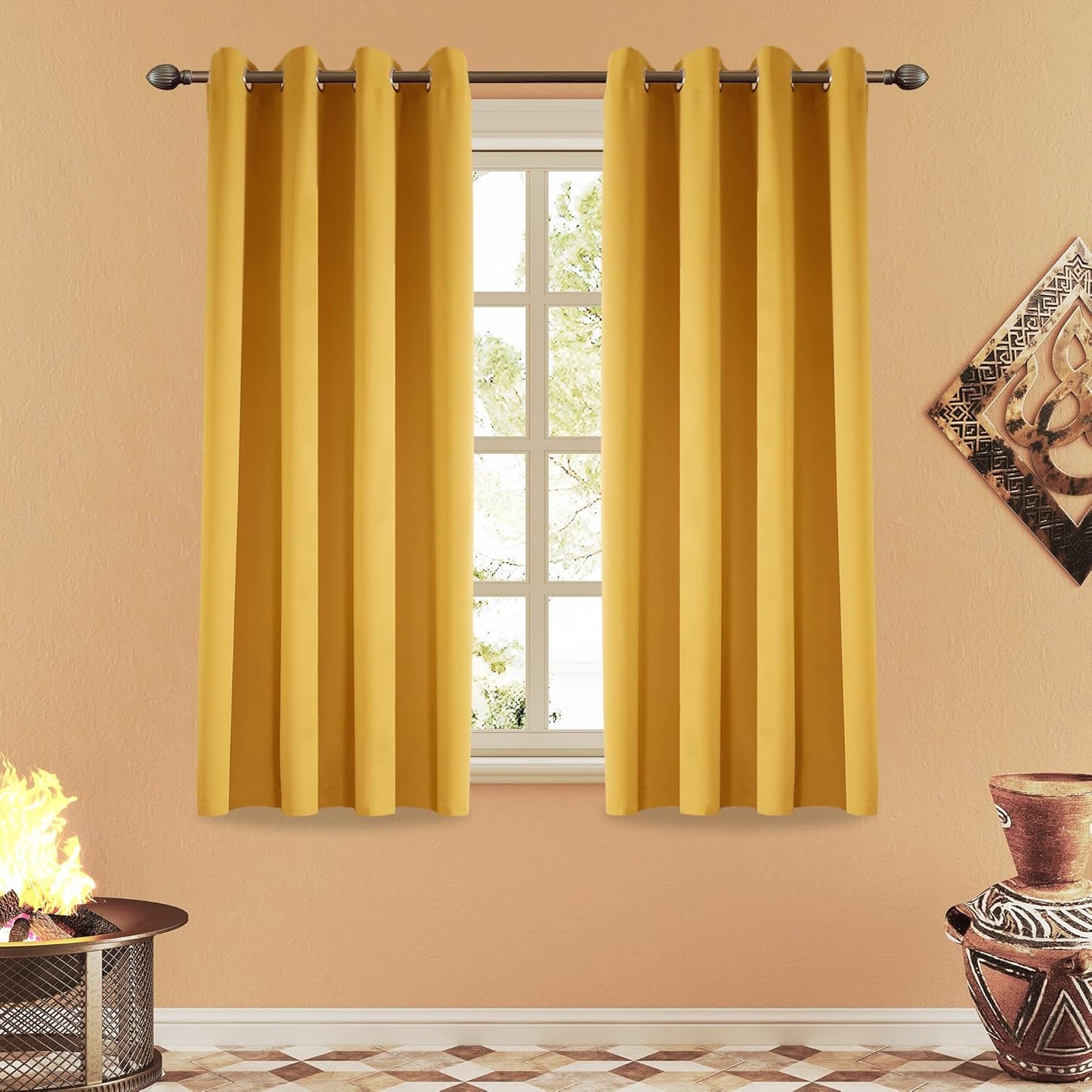 108 Inches Beige Blackout Curtains Room Darkening Thermal Insulated Drapes Grommet Top Light Blocking Curtain for Living Room Bedroom (2 Panels, W52 x L108 Inch, Beige Cream)