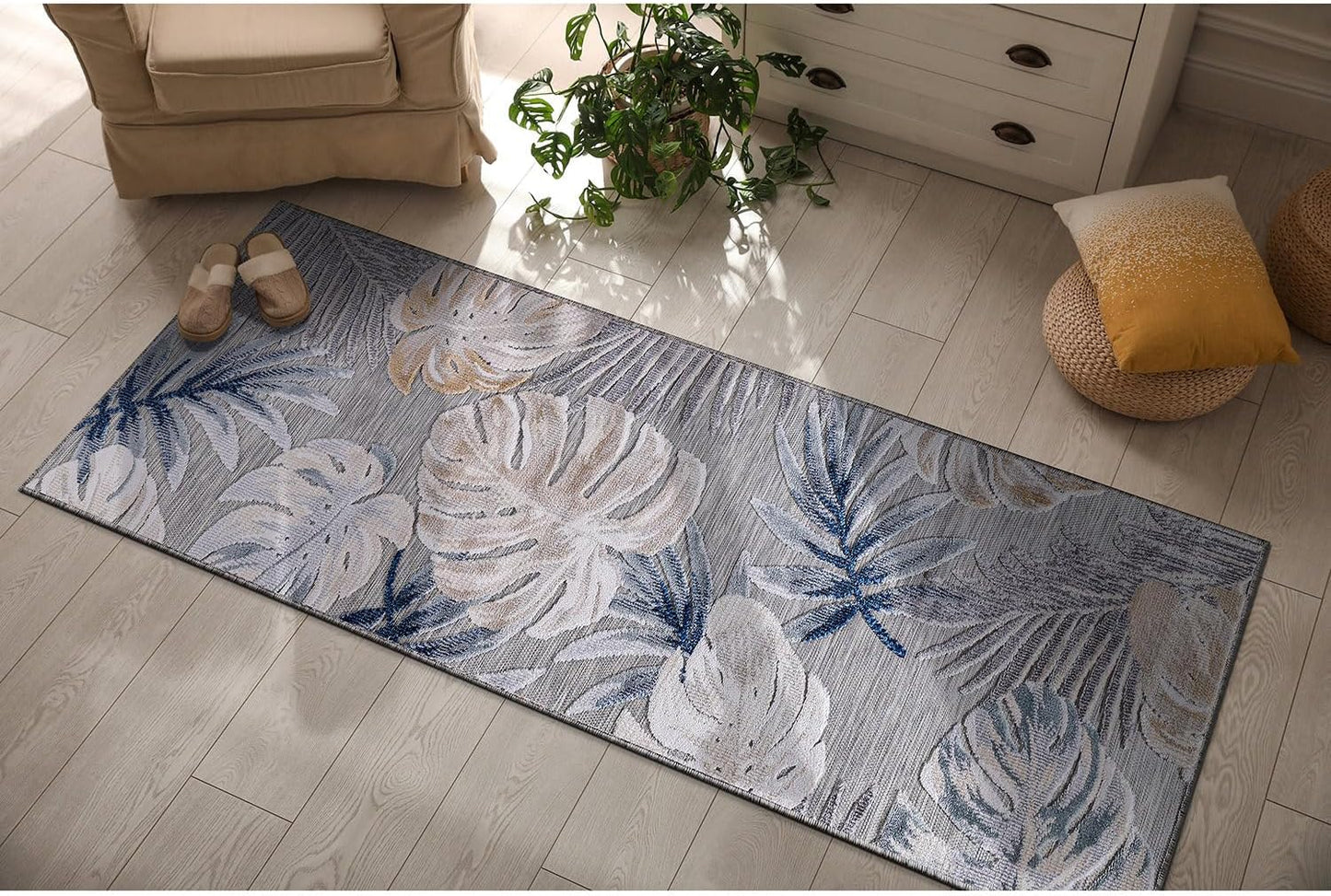 CAMILSON Indoor Outdoor Rug 8x10 Bohemian Medallion Floral Area Rugs for Indoor and Outdoor Patios Easy-Cleaning Non-Shedding Living Room Garden and Kitchen Washable Outside Carpet (8 x 10 / Beige)