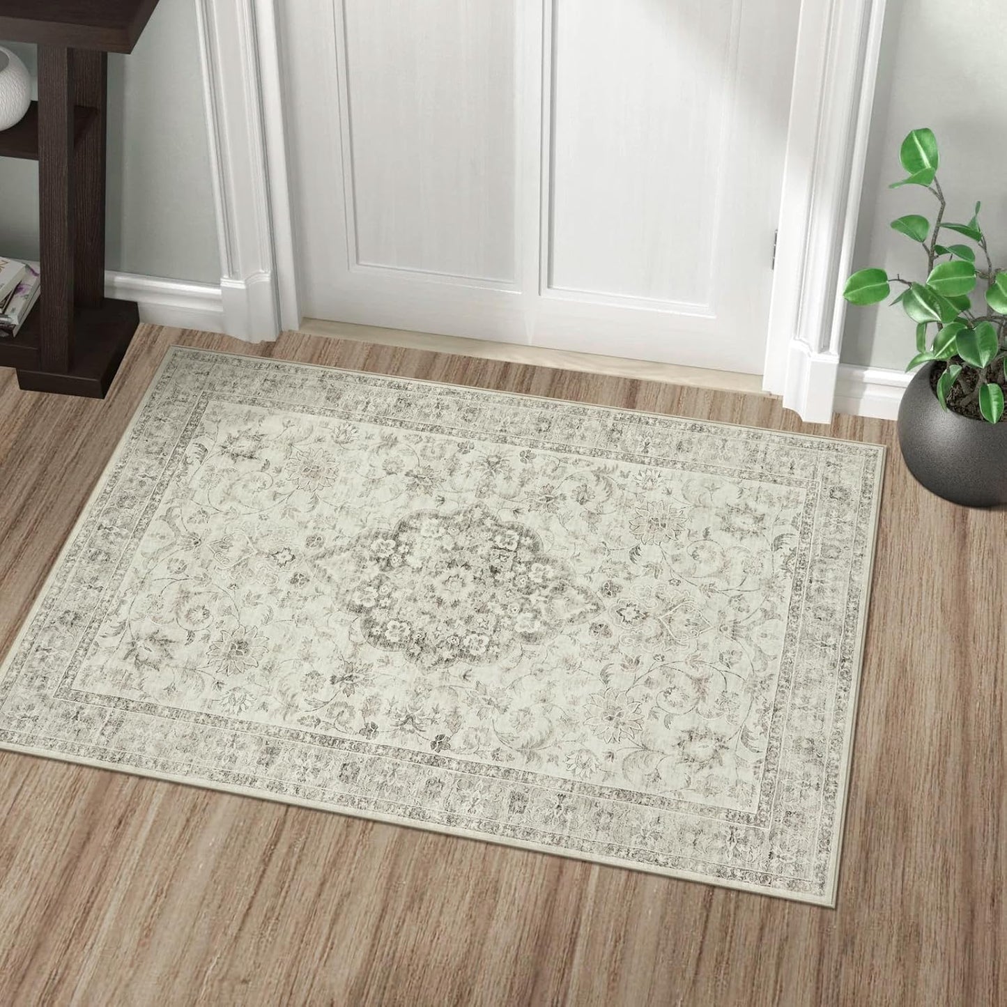 LIVEBOX Washable 2x6 Runner Rug for Bathroom, Non Slip Kitchen Mats for Floor Entryway, Boho Indoor Front Door Mat Low-Pile Runners for Hallways, Farmhouse Rugs for Laundry, Sage Green