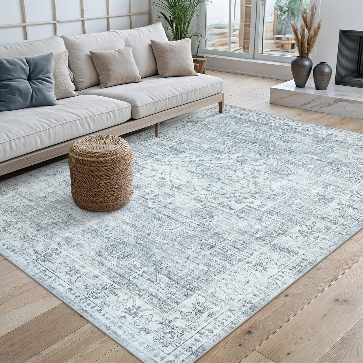 LIVEBOX Washable 2x6 Runner Rug for Bathroom, Non Slip Kitchen Mats for Floor Entryway, Boho Indoor Front Door Mat Low-Pile Runners for Hallways, Farmhouse Rugs for Laundry, Sage Green