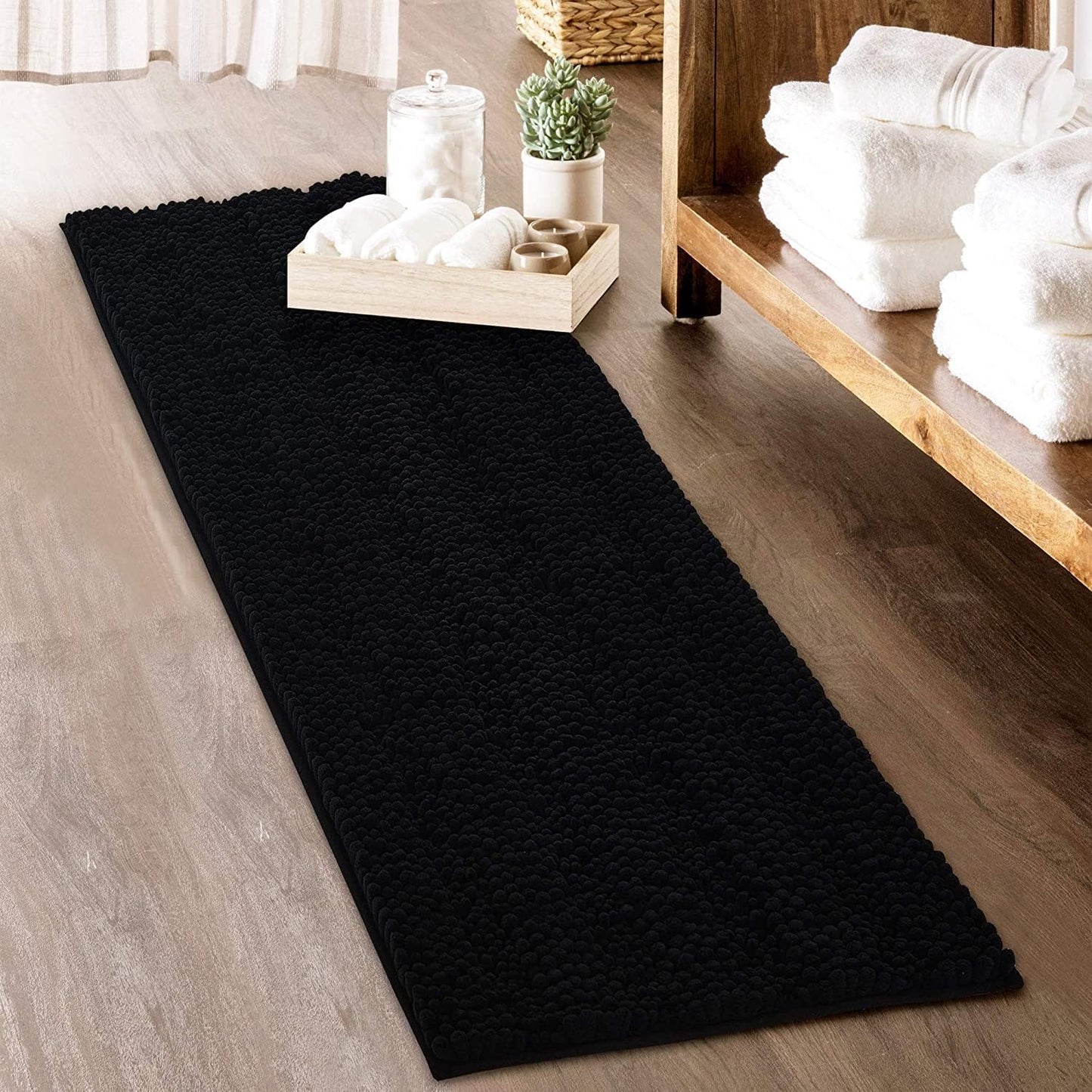 KGORGE Grey Bath Rugs - Soft Large Bathroom Rugs 60" x 24" Farmhouse Floor Cover Water Absorbent Bath Mat Shower Carpet for Toilet Door Way Kitchen Kids Baby, 1 Pc