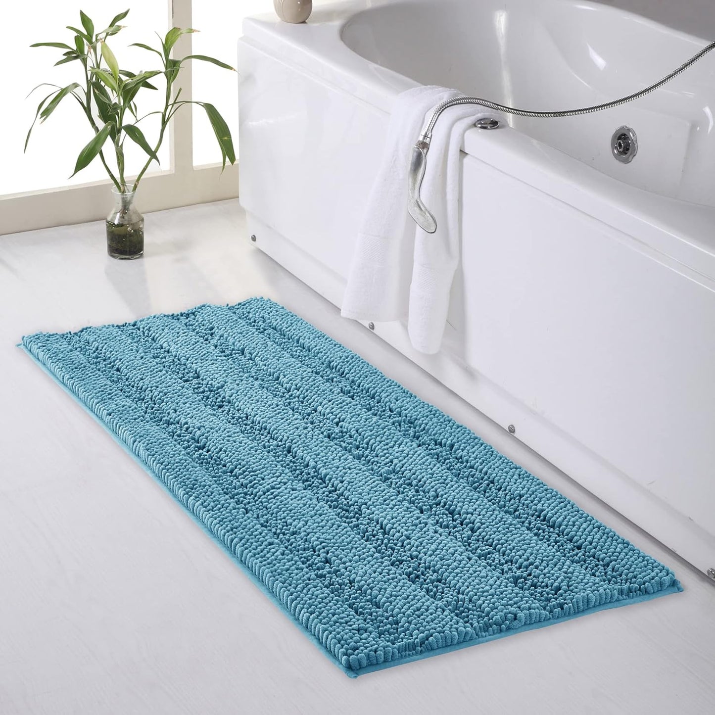 KGORGE Grey Bath Rugs - Soft Large Bathroom Rugs 60" x 24" Farmhouse Floor Cover Water Absorbent Bath Mat Shower Carpet for Toilet Door Way Kitchen Kids Baby, 1 Pc