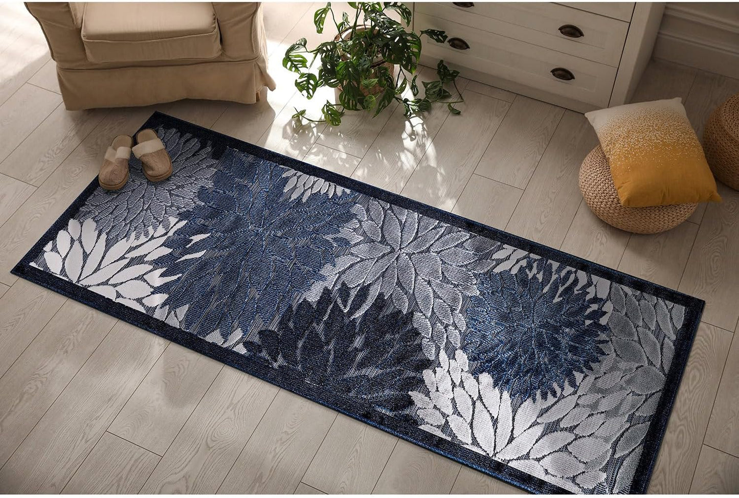 CAMILSON Indoor Outdoor Rug 8x10 Bohemian Medallion Floral Area Rugs for Indoor and Outdoor Patios Easy-Cleaning Non-Shedding Living Room Garden and Kitchen Washable Outside Carpet (8 x 10 / Beige)