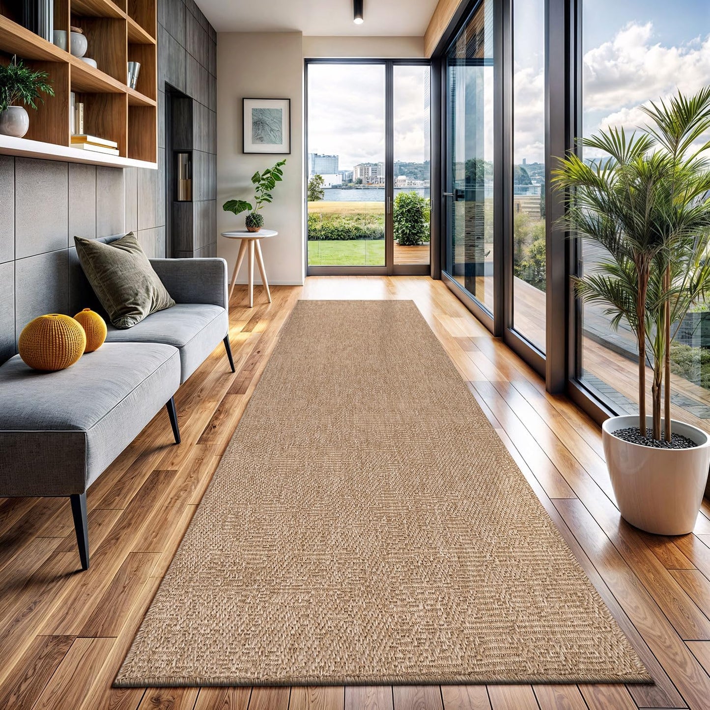 CAMILSON Easy Jute Rug 9x12, Indoor Outdoor Natural Color Fiber Area Rugs for Living Room Patio and Kitchen Rug, Sisal Boho Woven Design, Easy-Cleaning, Washable Outside Carpet Alfombras (9 x 12)