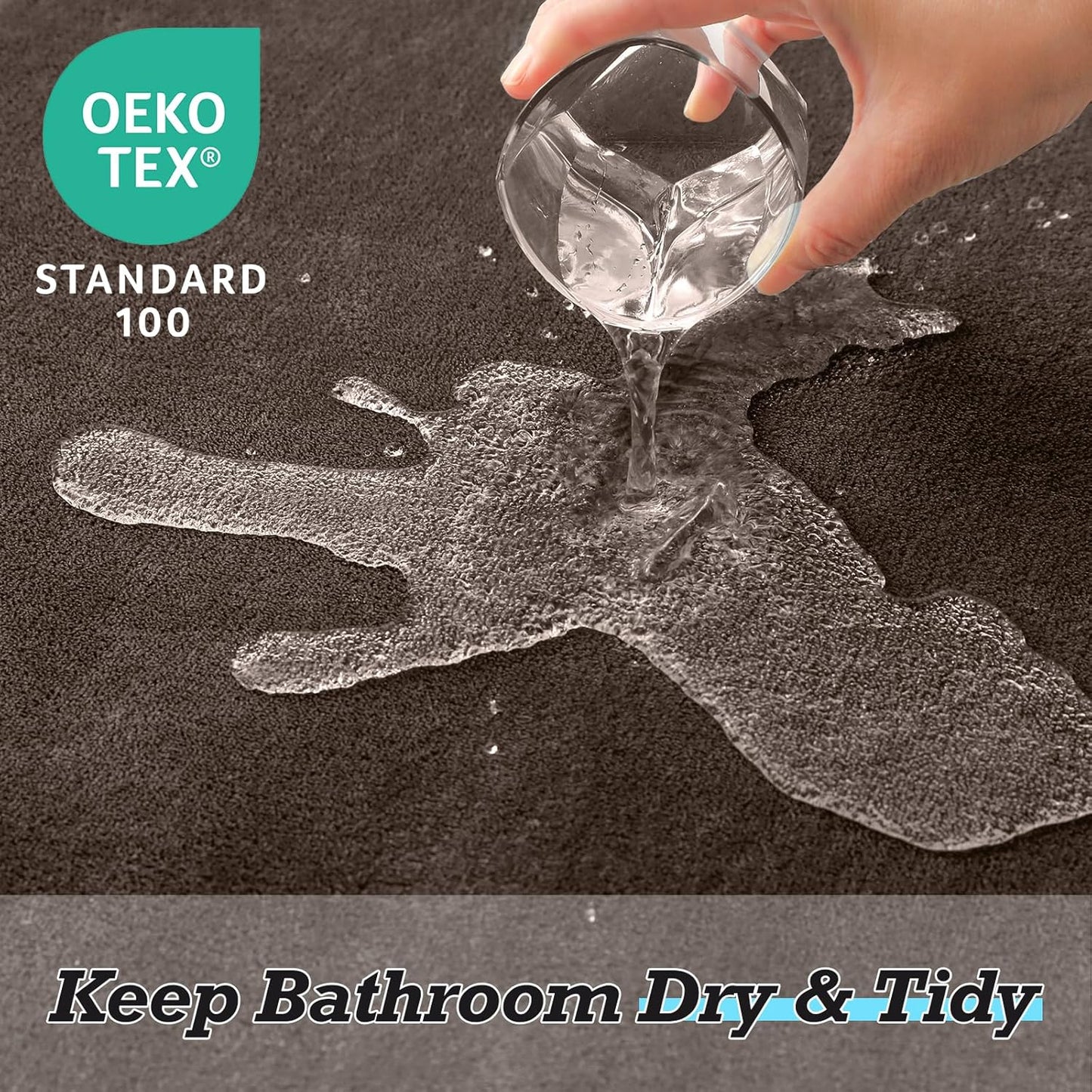 HUXMEYSON Bathroom Rugs Sets 3 Piece, Non-Slip & Quick Dry Bath Mat Set, Ultra Soft Velvet Bath Rugs for Bathroom, Toilet and Shower Floor, Brown