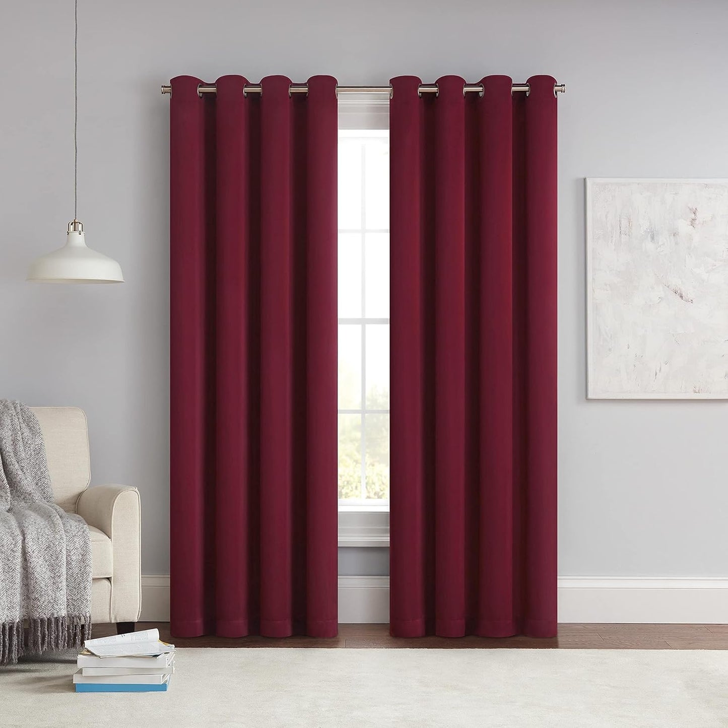 ECLIPSE Solid Thermapanel Modern Room Darkening Rod Pocket Window Curtain for Bedroom (1 Panel), 54 in x 84 in, Taupe