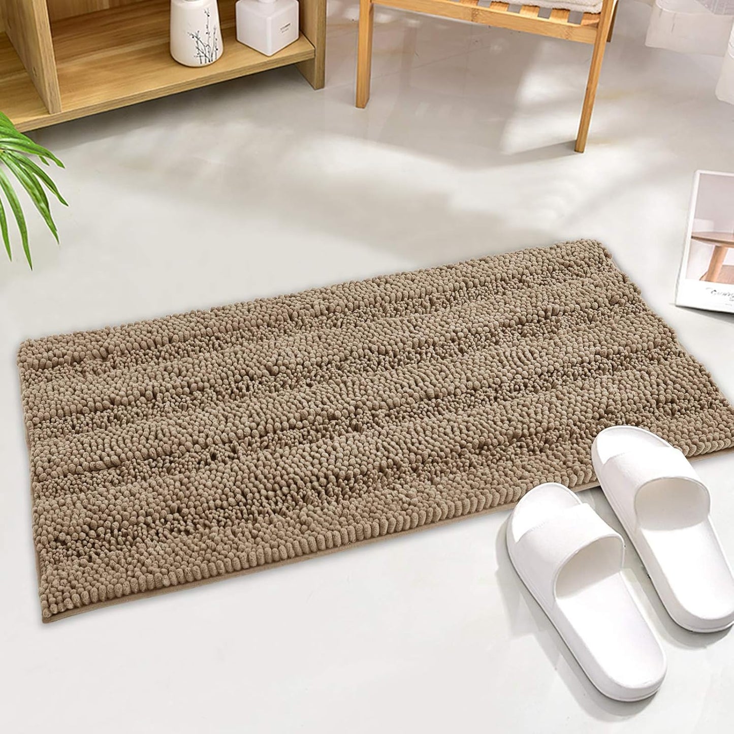 KGORGE Grey Bath Rugs - Soft Large Bathroom Rugs 60" x 24" Farmhouse Floor Cover Water Absorbent Bath Mat Shower Carpet for Toilet Door Way Kitchen Kids Baby, 1 Pc