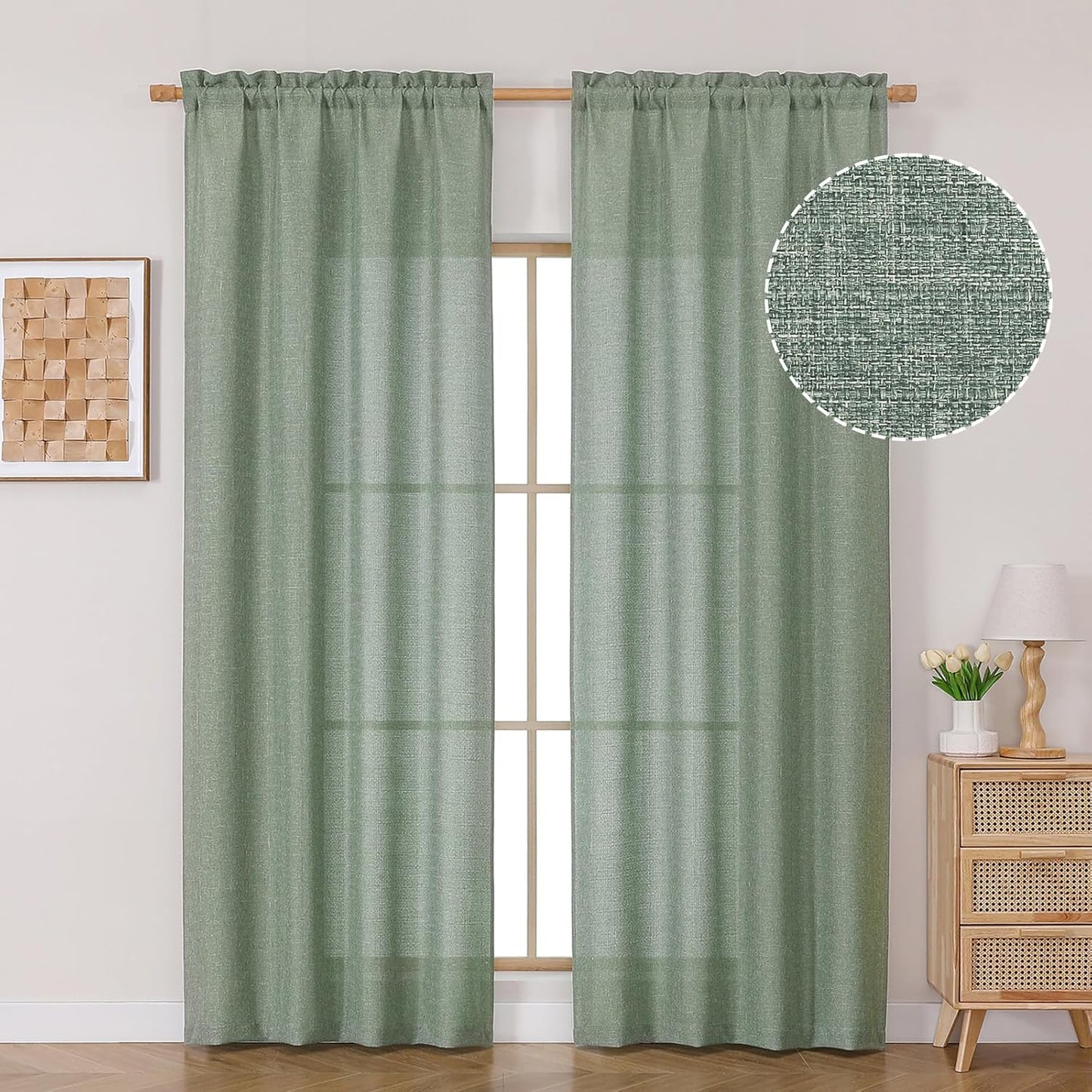 OVZME Light Grey Curtains 63 Inch Length 2 Panels, Faux Linen Textured Semi Light Filtering Drapes, Soft Airy Farmhouse Slub Window Curtains for Living Room Bedroom, Each 40x63 Inches