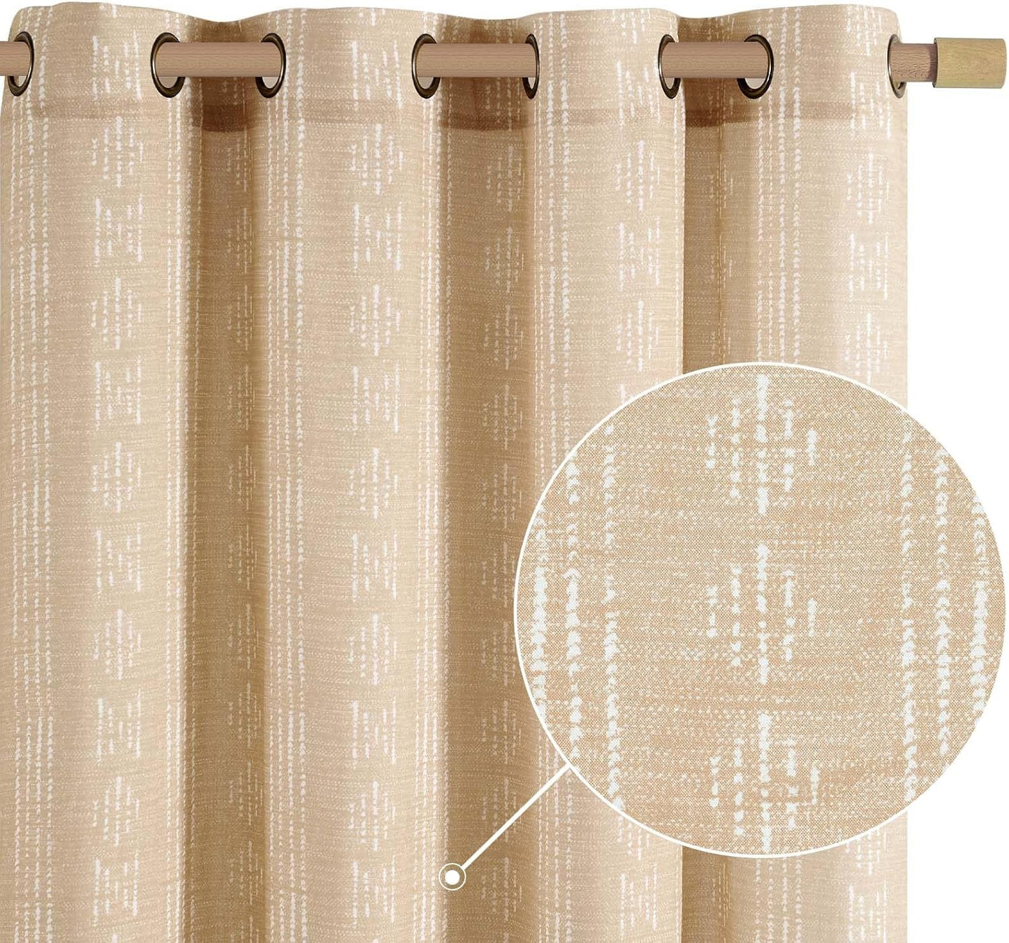 jinchan Boho Curtains for Living Room Farmhouse Black Curtains 84 Inch Length 2 Panels for Bedroom Geometric Striped Mudcloth Light Filtering Window Drapes Rod Pocket Black on Beige