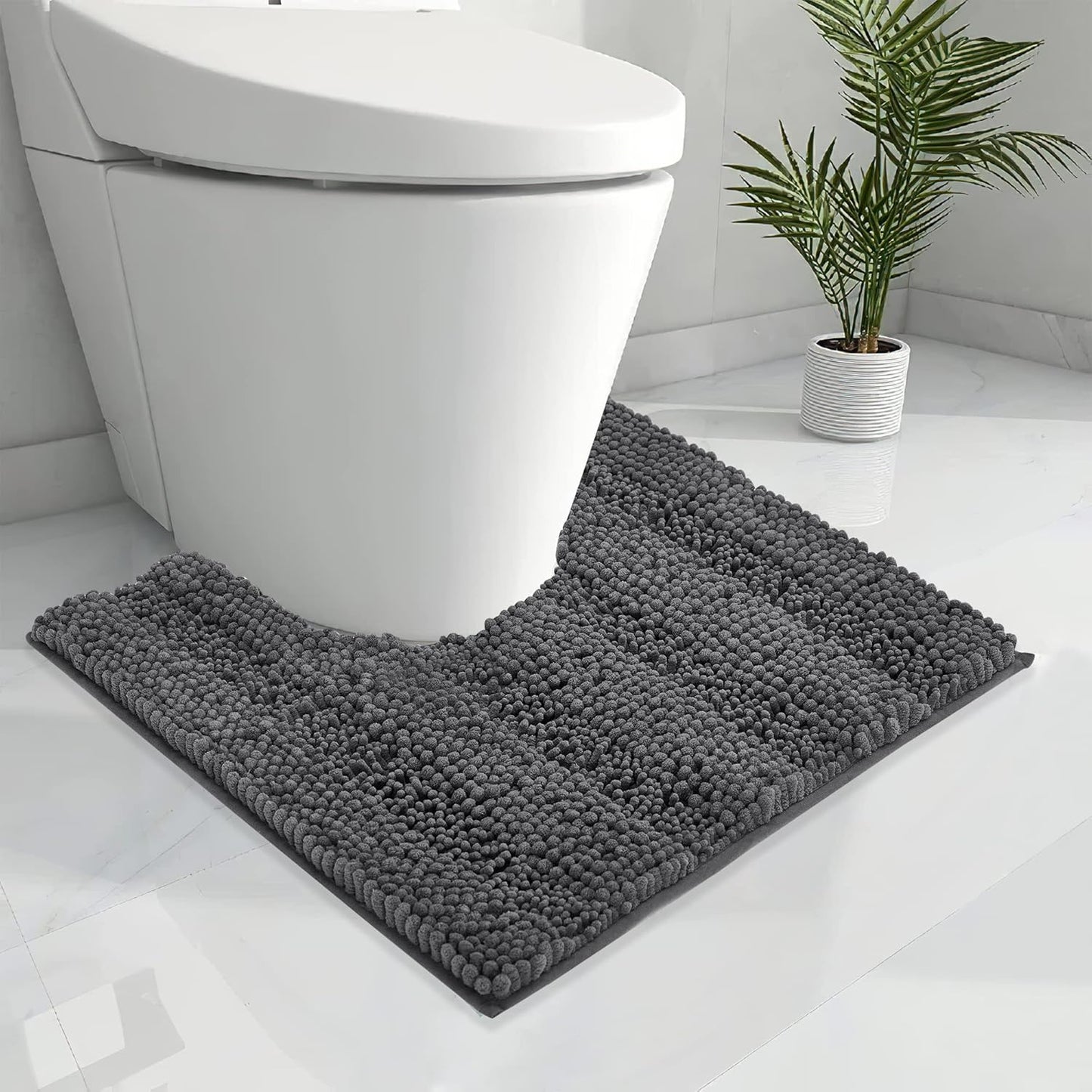 KGORGE Grey Bath Rugs - Soft Large Bathroom Rugs 60" x 24" Farmhouse Floor Cover Water Absorbent Bath Mat Shower Carpet for Toilet Door Way Kitchen Kids Baby, 1 Pc