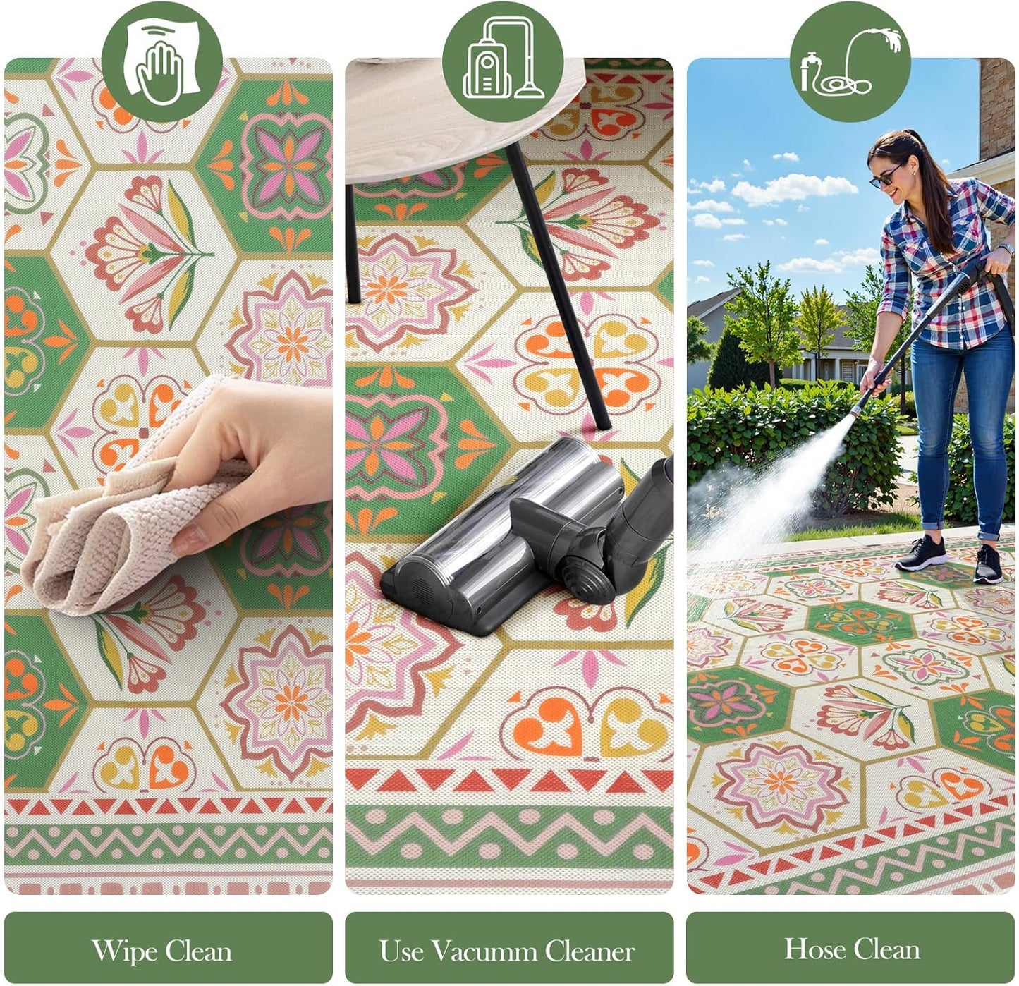 Anidaroel 6x9 Floral Indoor Outdoor Rugs for Patio Clearance, Non Slip Outdoor Patio Rug, Washable Flower Outside Area Rug Carpet for Balcony, Backyard, Pool Deck, Living Room