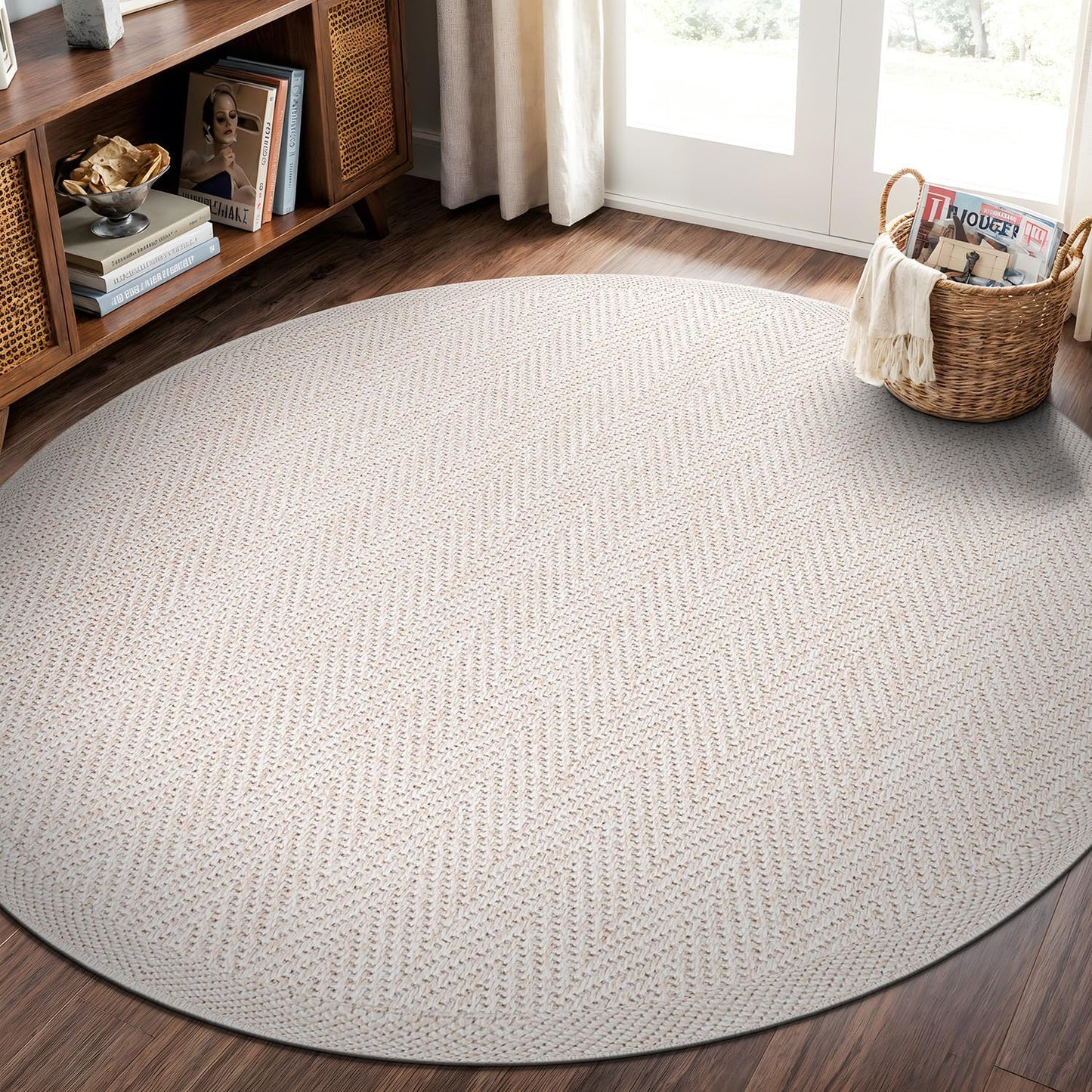 CAMILSON Easy Jute Rug 9x12, Indoor Outdoor Natural Color Fiber Area Rugs for Living Room Patio and Kitchen Rug, Sisal Boho Woven Design, Easy-Cleaning, Washable Outside Carpet Alfombras (9 x 12)