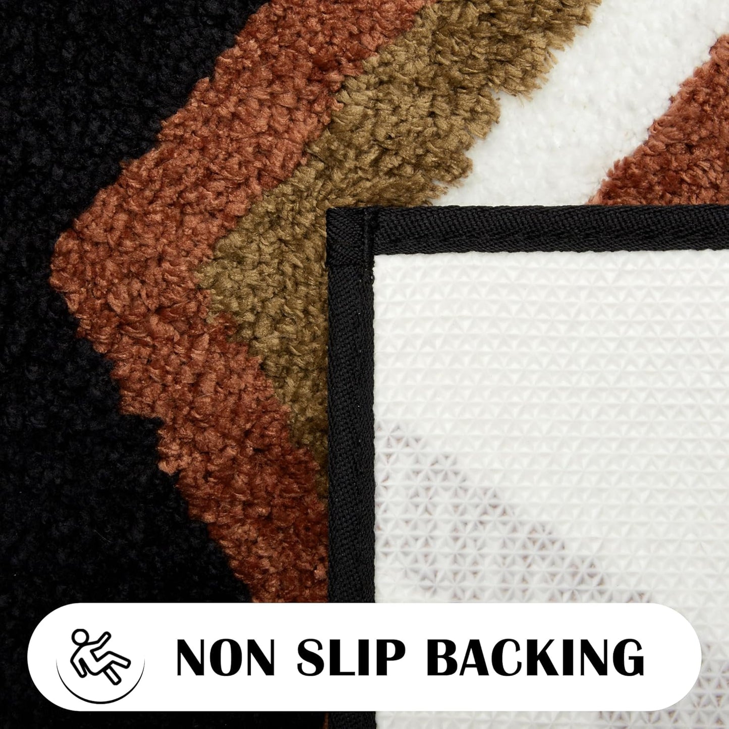 Boho Long Bathroom Rugs Runner Non Slip Washable Western Aztec Bath Mats Rugs for Bathroom Hallway Plush Soft Absorbent Farmhouse Carpet for Shower, Kitchen, 24x60 inch, WhiteBrown