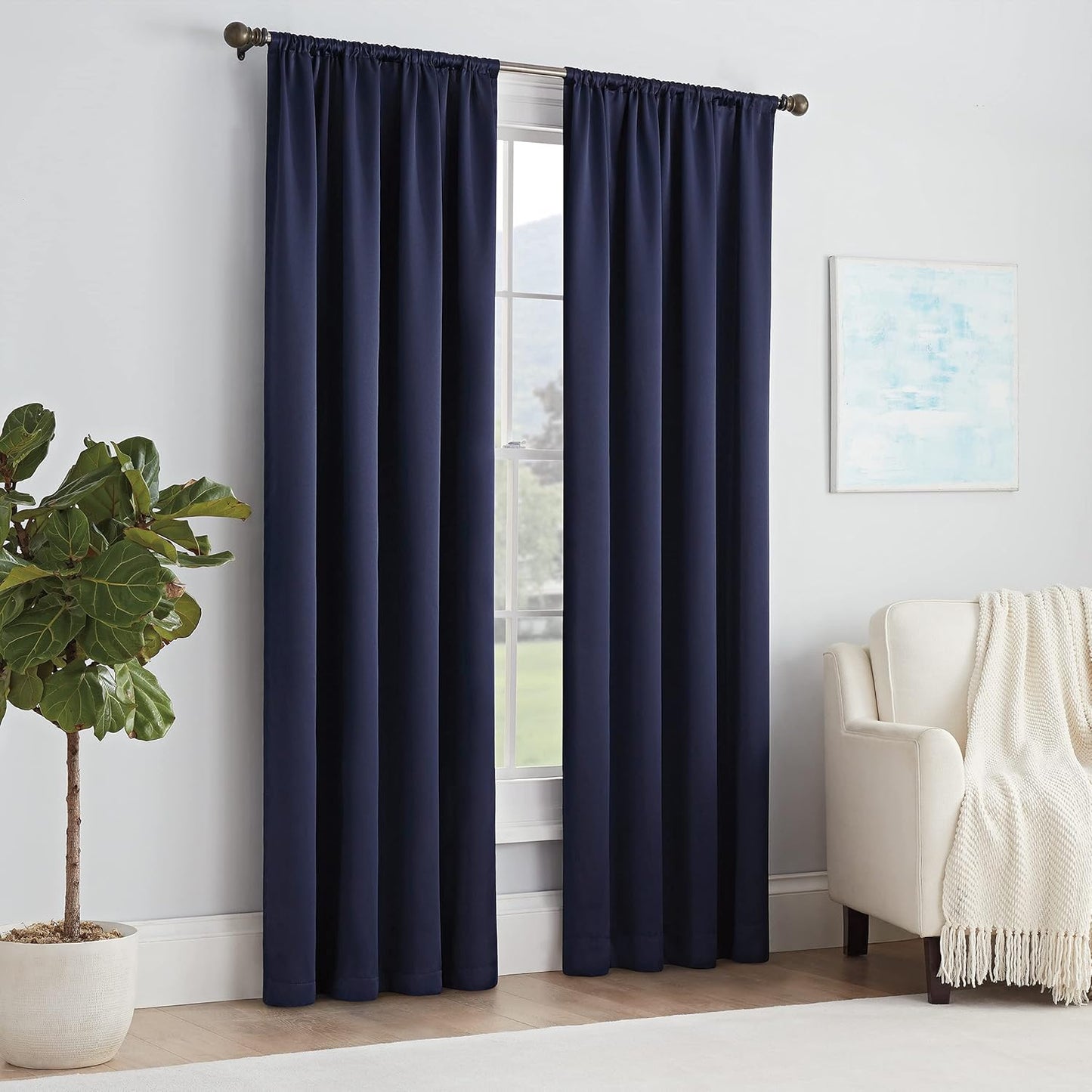 ECLIPSE Solid Thermapanel Modern Room Darkening Rod Pocket Window Curtain for Bedroom (1 Panel), 54 in x 84 in, Taupe