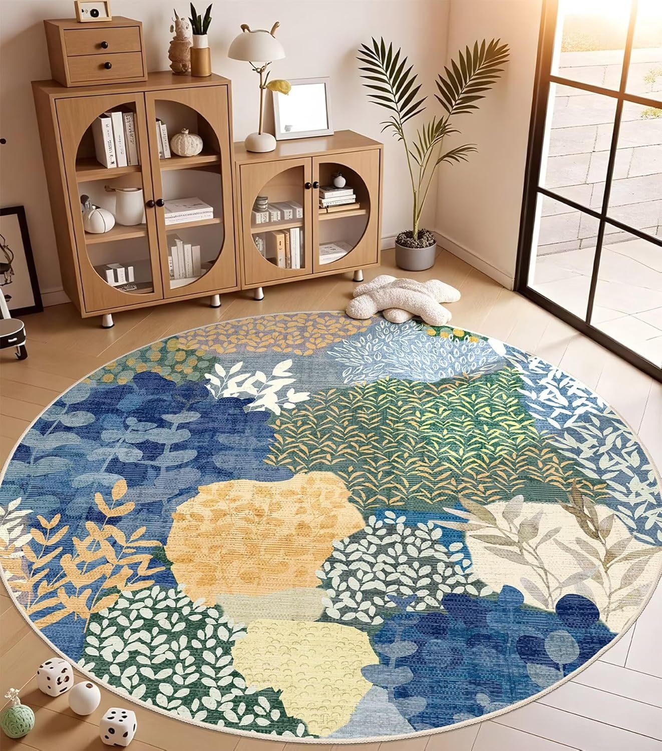 DEXDE Runner Rug 2x6 Washable Hallway Boho Soft Area Rugs Abstract Long Non Slip Botanical Leaves Floral Print Carpet for Entryway, Kitchen, Laundry, Bathroom, Bedroom,Blue