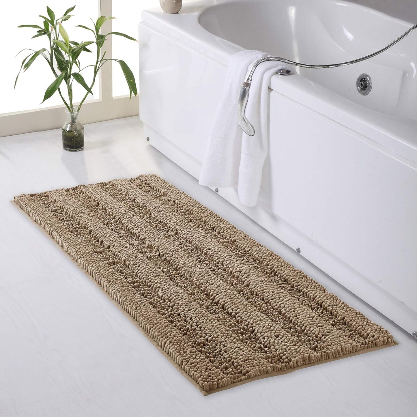 KGORGE Grey Bath Rugs - Soft Large Bathroom Rugs 60" x 24" Farmhouse Floor Cover Water Absorbent Bath Mat Shower Carpet for Toilet Door Way Kitchen Kids Baby, 1 Pc