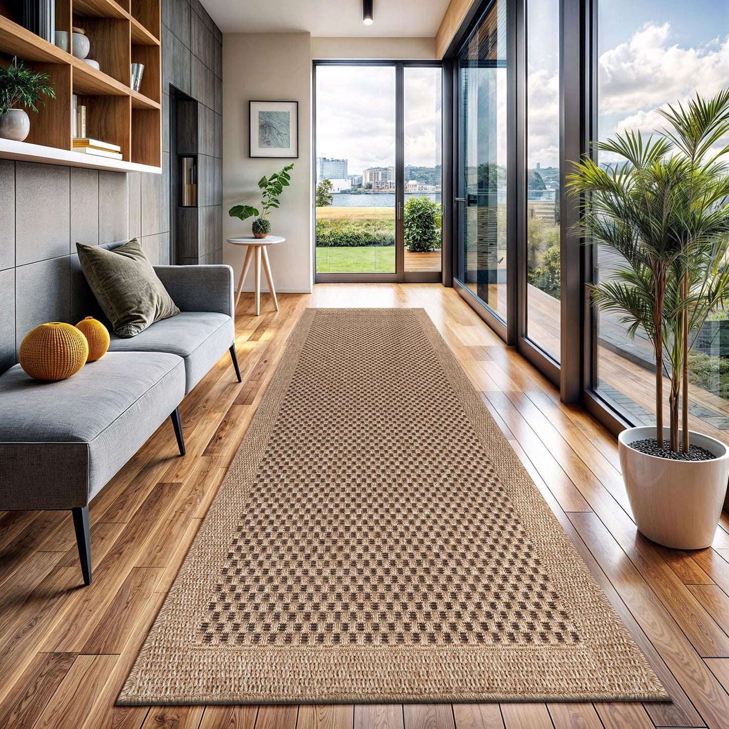 CAMILSON Easy Jute Rug 9x12, Indoor Outdoor Natural Color Fiber Area Rugs for Living Room Patio and Kitchen Rug, Sisal Boho Woven Design, Easy-Cleaning, Washable Outside Carpet Alfombras (9 x 12)