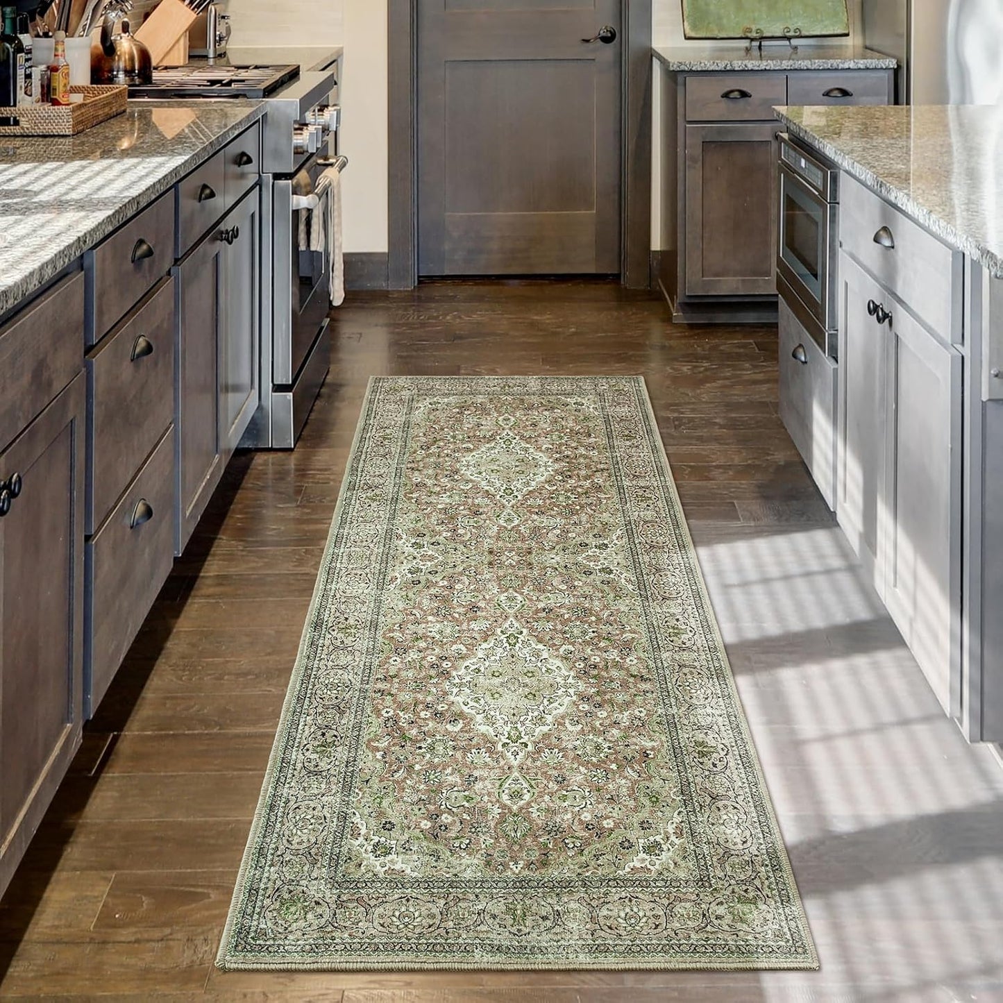 Washable Rug 4x6, Gray Area Rugs Non Slip, Indoor Low Pile Carpet with Rubber Backing for Living Room Kitchen Bathroom Entryway Office Bedroom